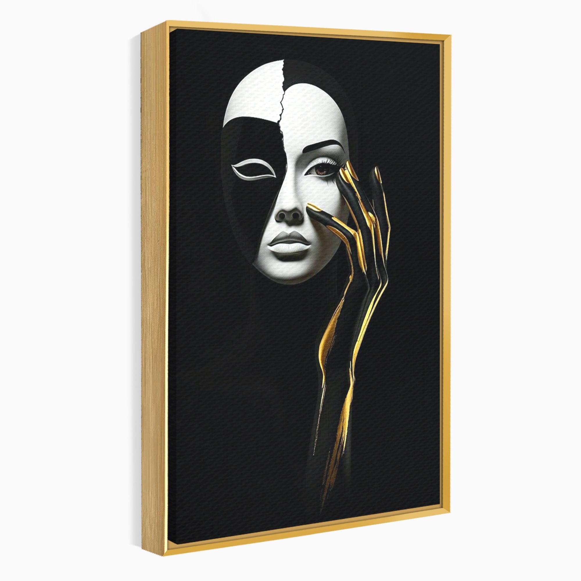 Tablou Canvas Premium LuxCanva® PI1267, Masca Dualitatii, Chip, Portret, Abstract, Contrast, Living, Culori Vibrante