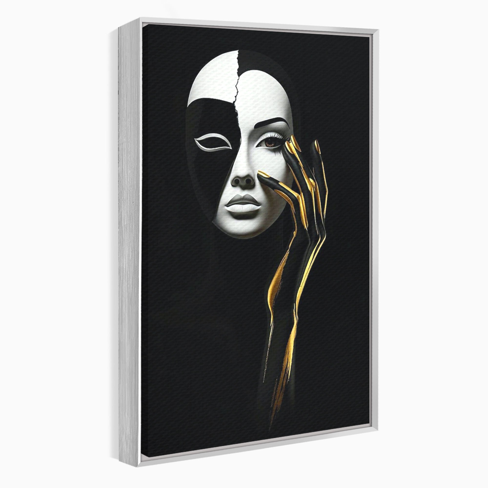 Tablou Canvas Premium LuxCanva® PI1267, Masca Dualitatii, Chip, Portret, Abstract, Contrast, Living, Culori Vibrante