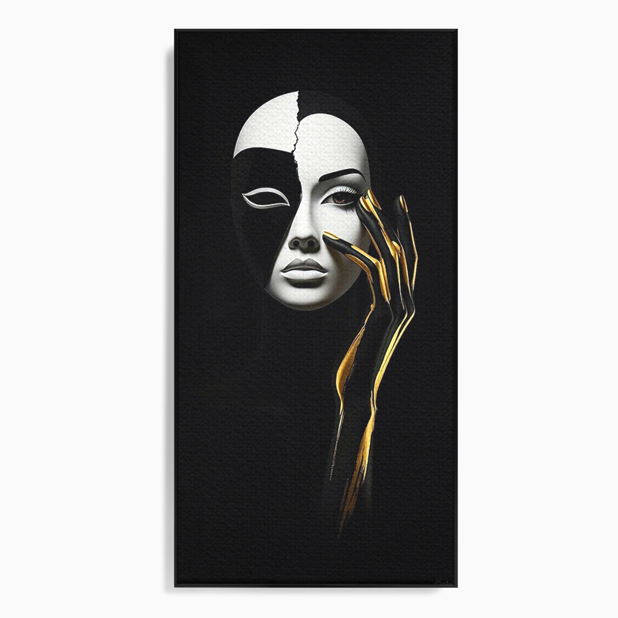 Tablou Canvas Premium LuxCanva® PI1267, Masca Dualitatii, Chip, Portret, Abstract, Contrast, Living, Culori Vibrante