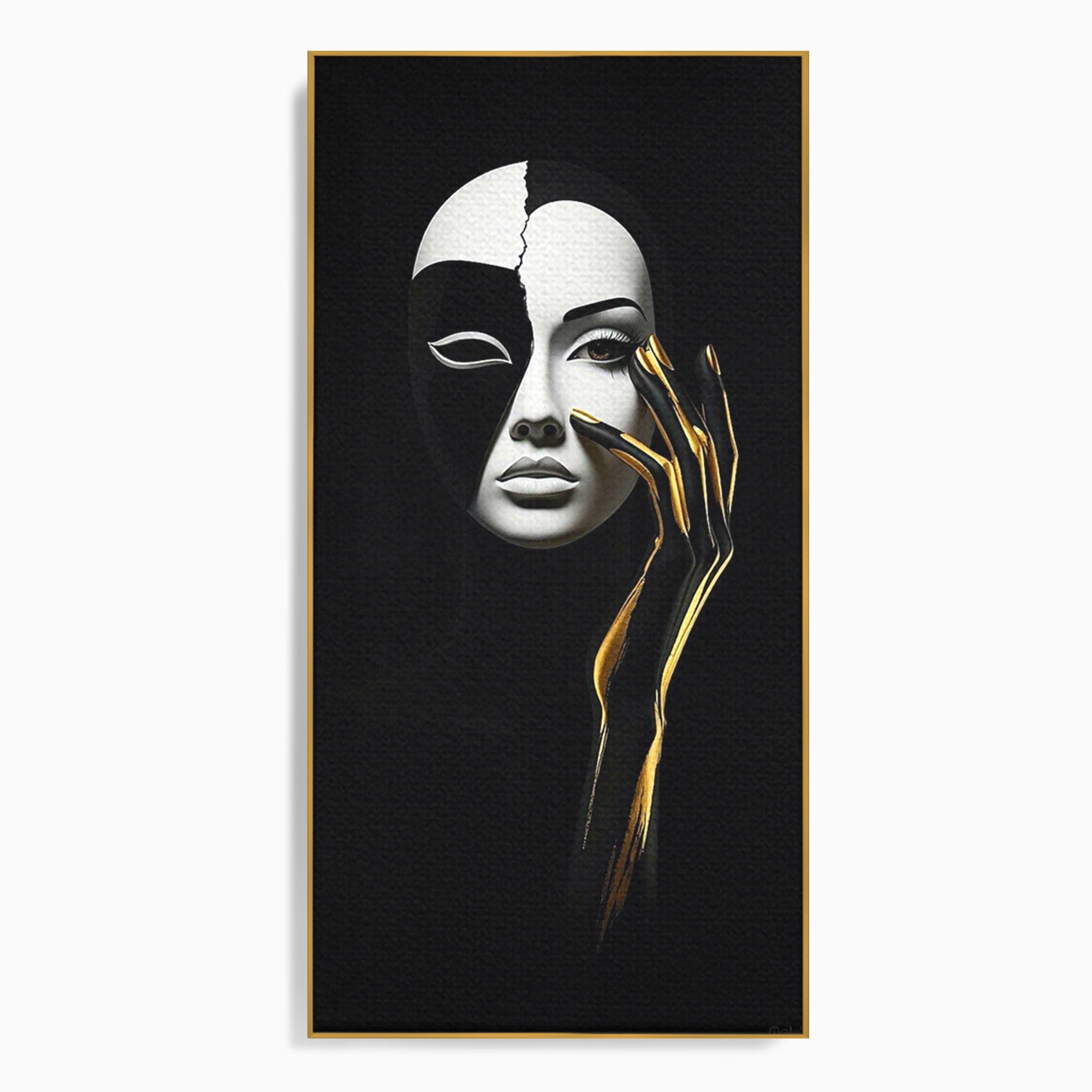 Tablou Canvas Premium LuxCanva® PI1267, Masca Dualitatii, Chip, Portret, Abstract, Contrast, Living, Culori Vibrante