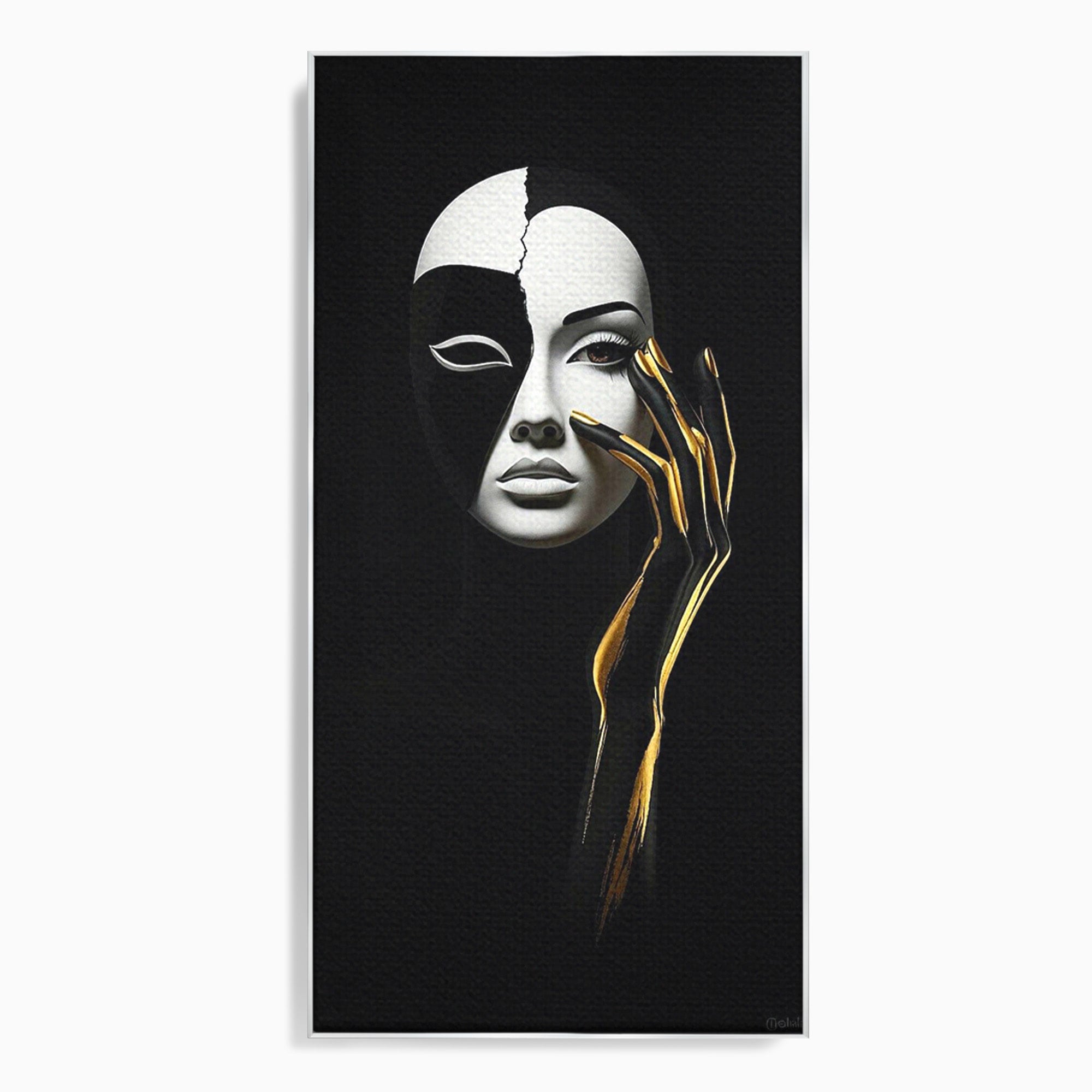 Tablou Canvas Premium LuxCanva® PI1267, Masca Dualitatii, Chip, Portret, Abstract, Contrast, Living, Culori Vibrante