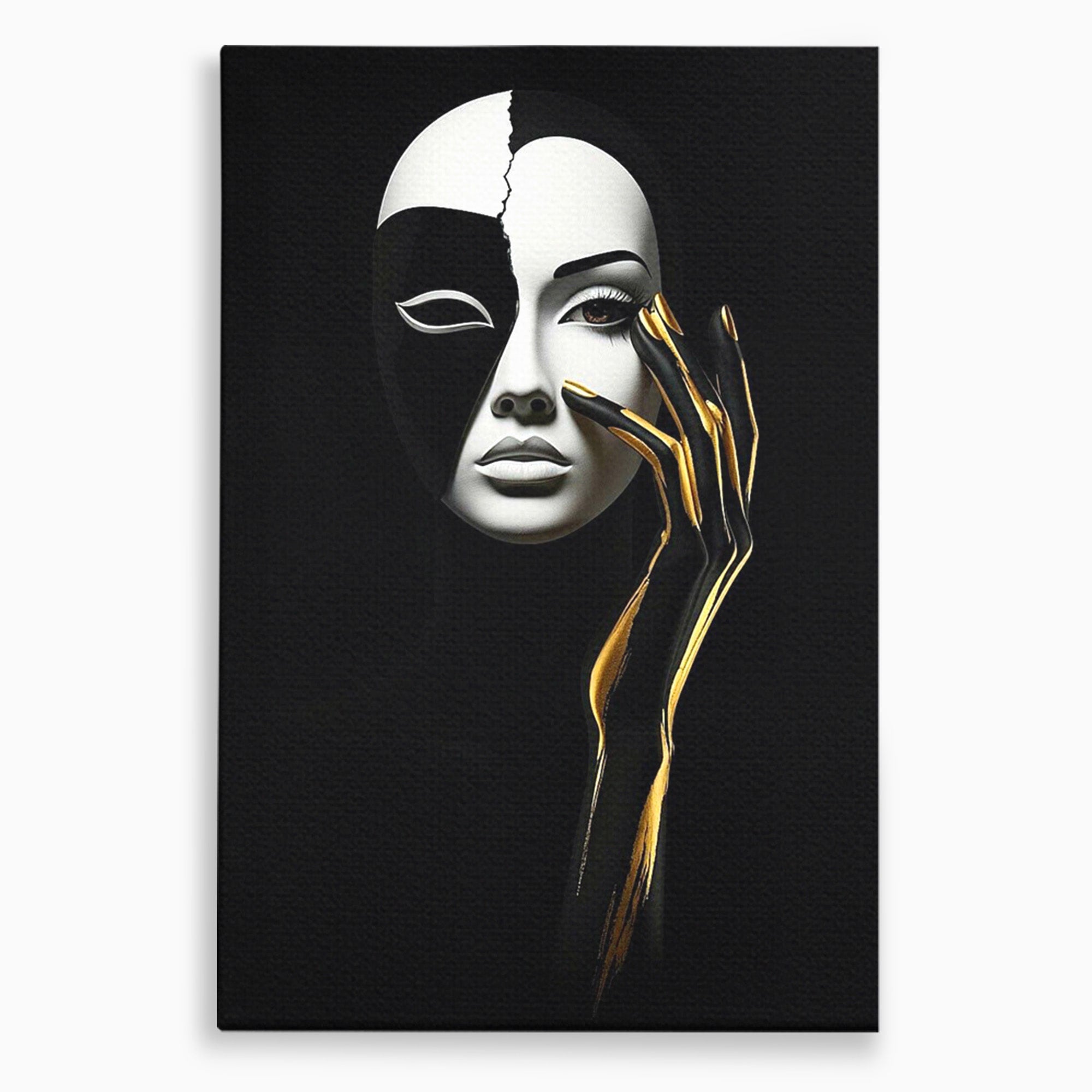 Tablou Canvas Premium LuxCanva® PI1267, Masca Dualitatii, Chip, Portret, Abstract, Contrast, Living, Culori Vibrante