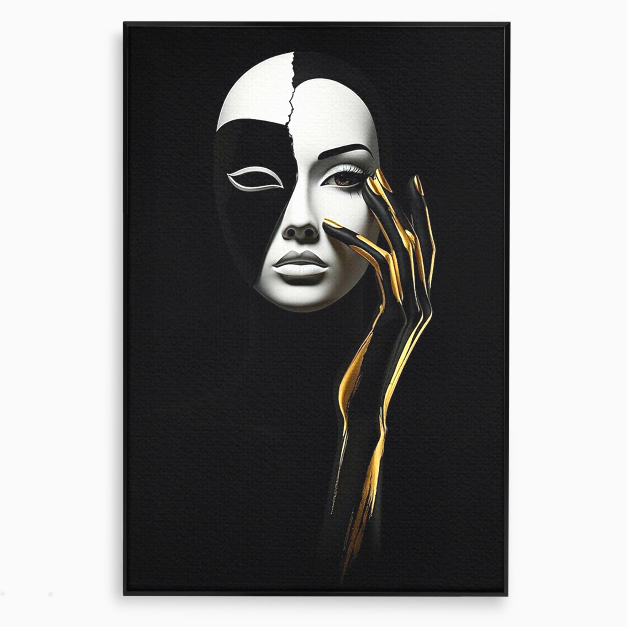 Tablou Canvas Premium LuxCanva® PI1267, Masca Dualitatii, Chip, Portret, Abstract, Contrast, Living, Culori Vibrante