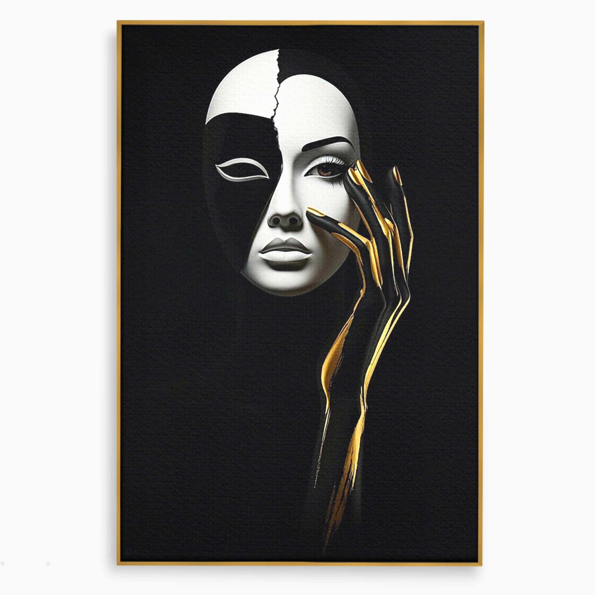 Tablou Canvas Premium LuxCanva® PI1267, Masca Dualitatii, Chip, Portret, Abstract, Contrast, Living, Culori Vibrante