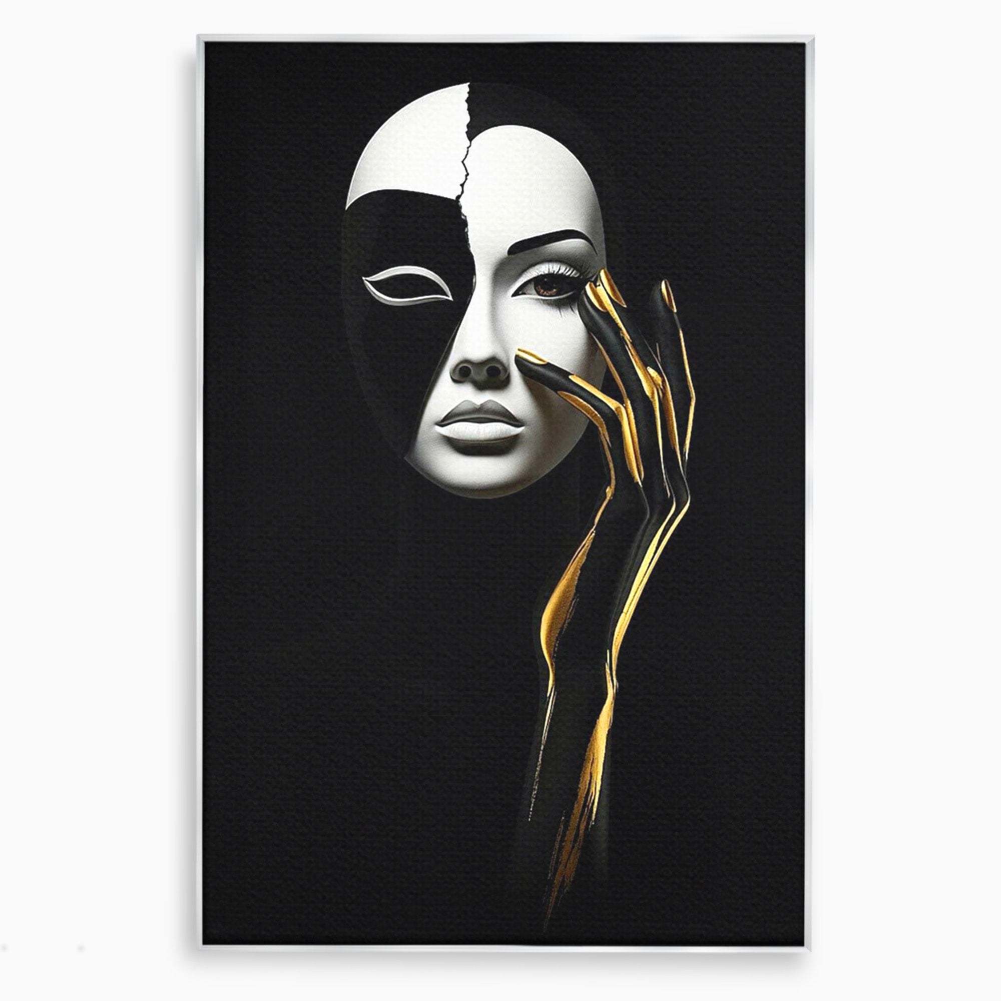 Tablou Canvas Premium LuxCanva® PI1267, Masca Dualitatii, Chip, Portret, Abstract, Contrast, Living, Culori Vibrante