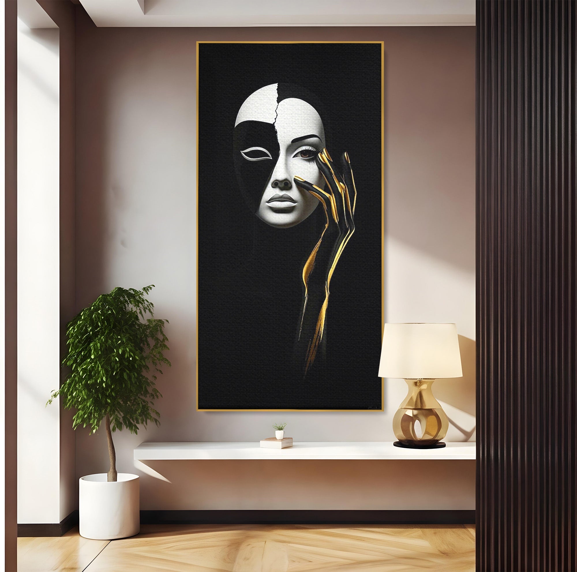 Tablou Canvas Premium LuxCanva® PI1267, Masca Dualitatii, Chip, Portret, Abstract, Contrast, Living, Culori Vibrante