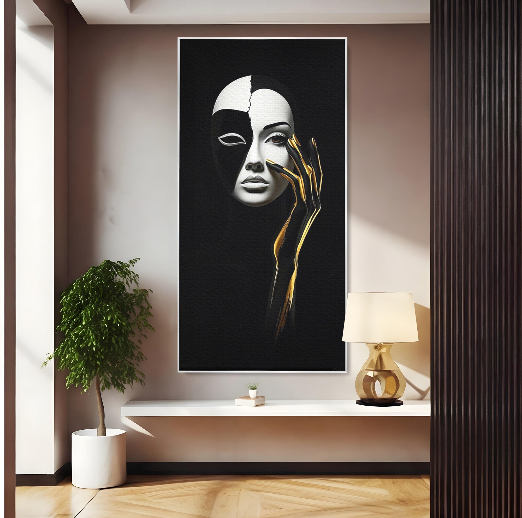 Tablou Canvas Premium LuxCanva® PI1267, Masca Dualitatii, Chip, Portret, Abstract, Contrast, Living, Culori Vibrante