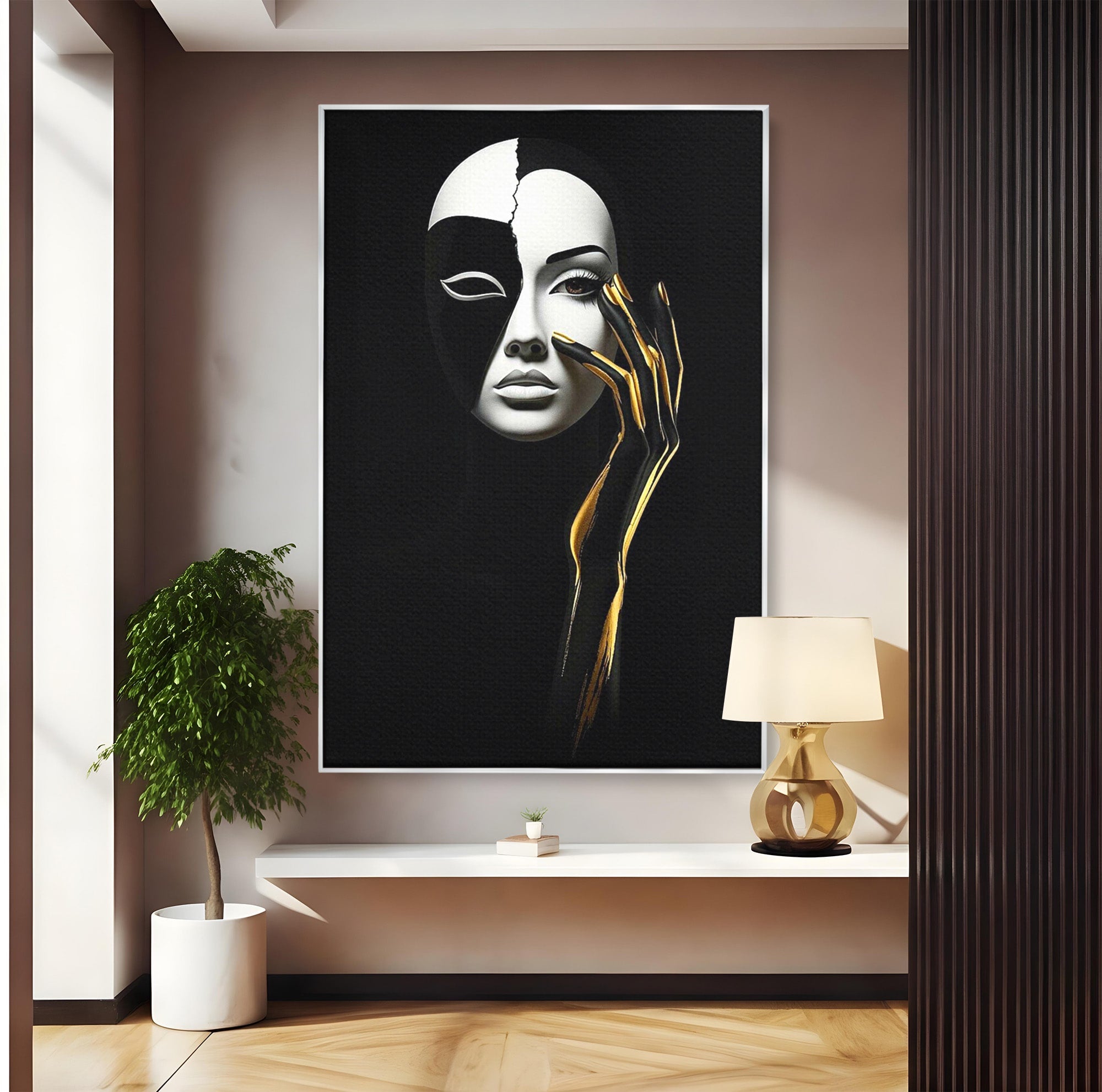 Tablou Canvas Premium LuxCanva® PI1267, Masca Dualitatii, Chip, Portret, Abstract, Contrast, Living, Culori Vibrante