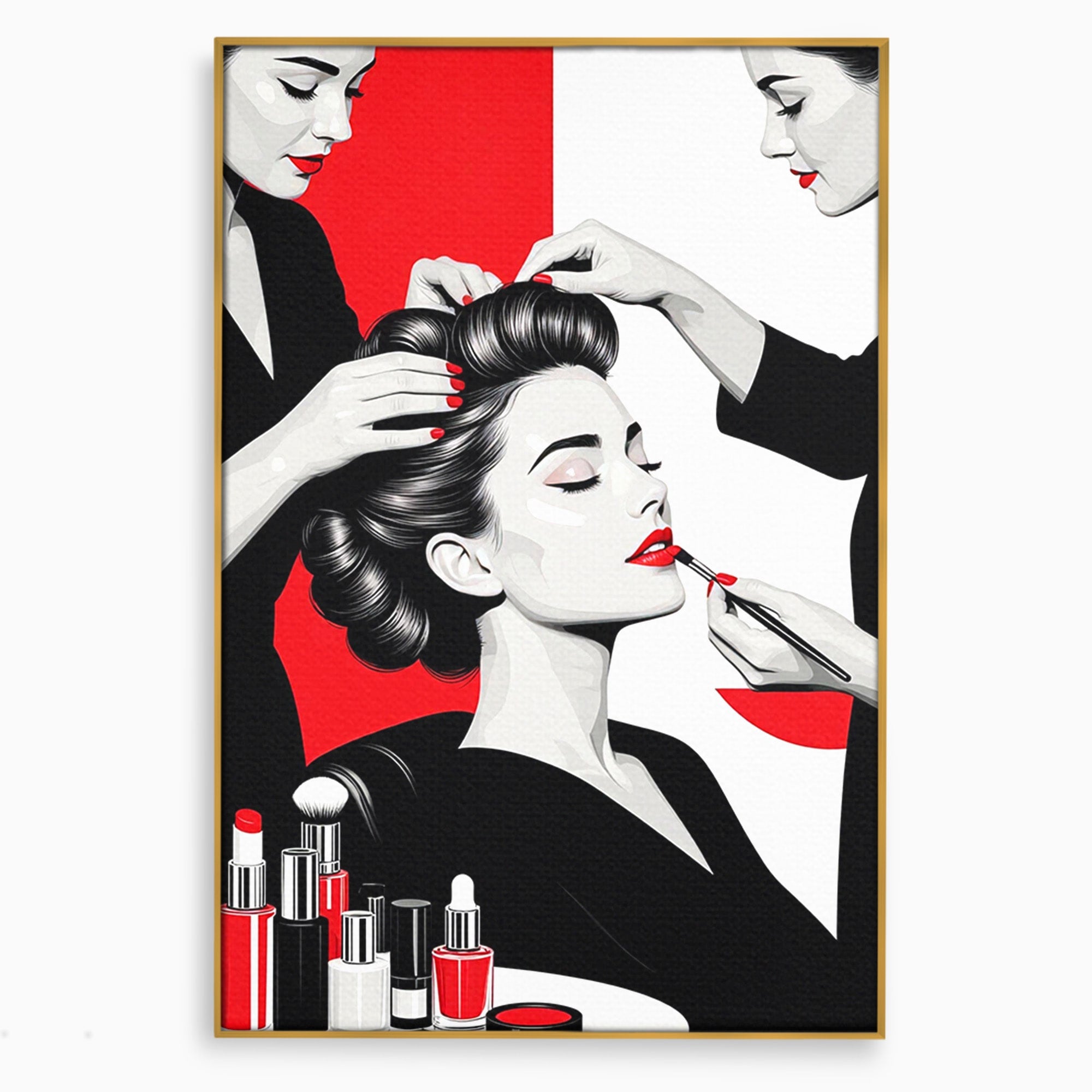 Tablou Canvas Premium LuxCanva® PI1268, Eleganta Machiajului, Make-Up, Femeie, Frumusete, Salon, Birou, Culori Vibrante
