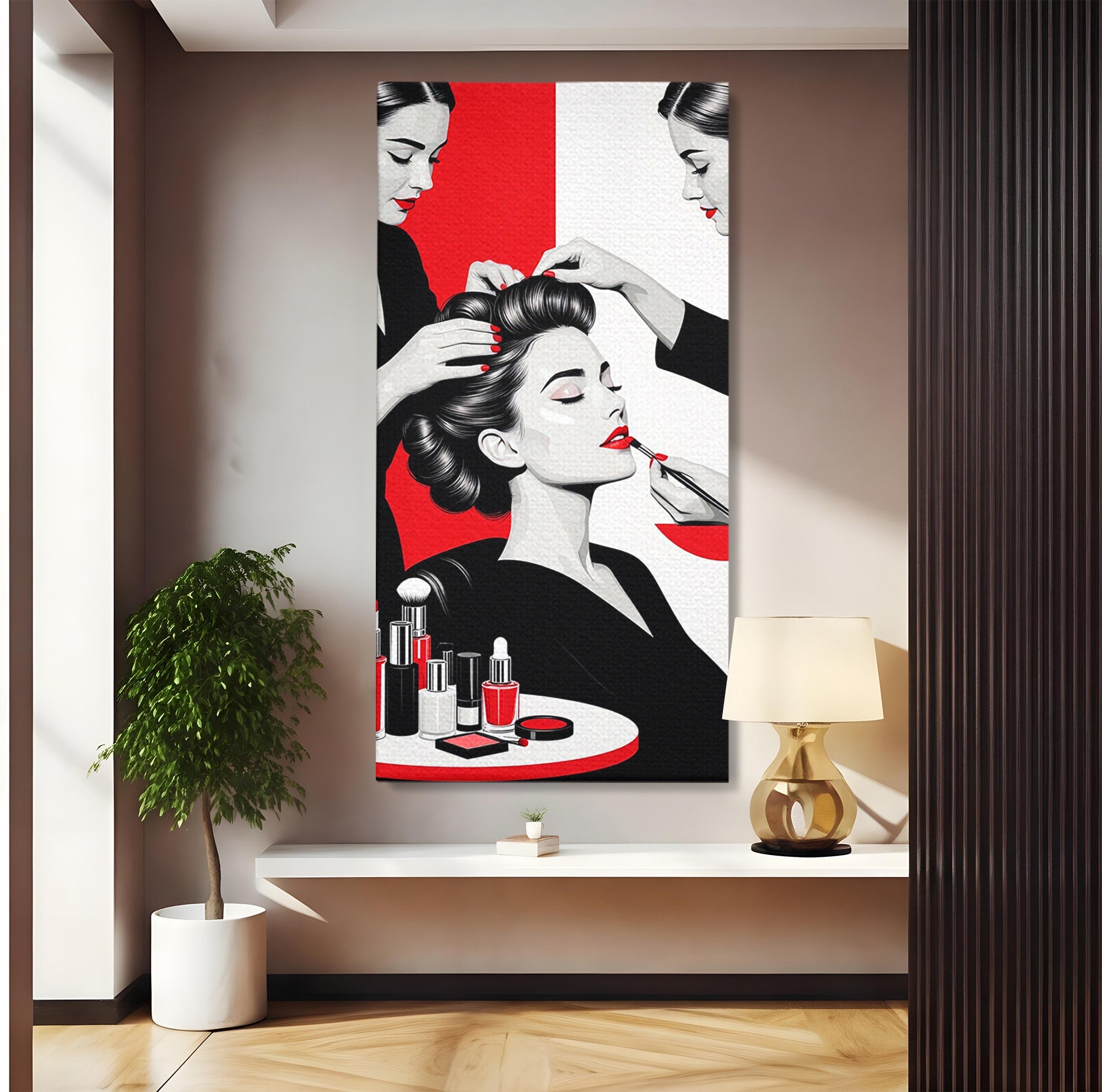 Tablou Canvas Premium LuxCanva® PI1268, Eleganta Machiajului, Make-Up, Femeie, Frumusete, Salon, Birou, Culori Vibrante