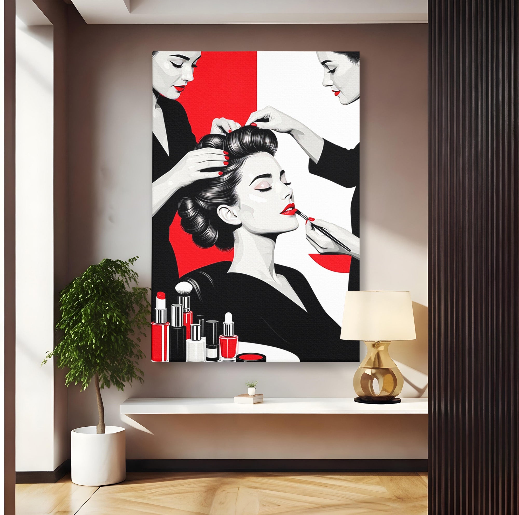 Tablou Canvas Premium LuxCanva® PI1268, Eleganta Machiajului, Make-Up, Femeie, Frumusete, Salon, Birou, Culori Vibrante
