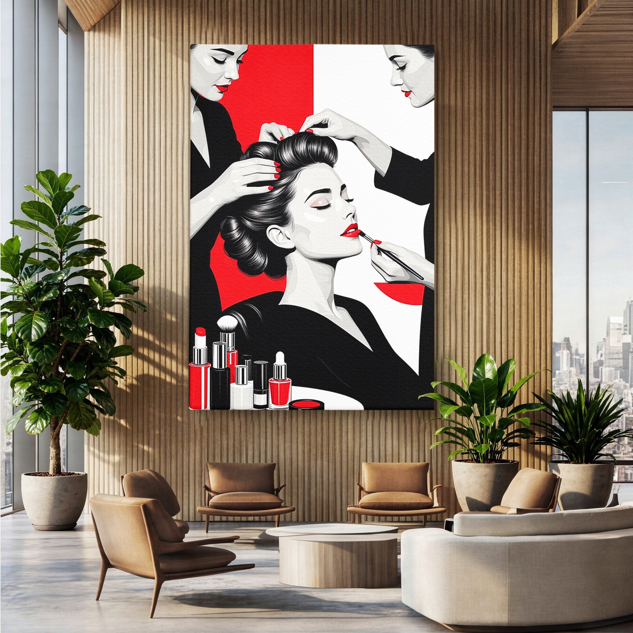 Tablou Canvas Premium LuxCanva® PI1268, Eleganta Machiajului, Make-Up, Femeie, Frumusete, Salon, Birou, Culori Vibrante