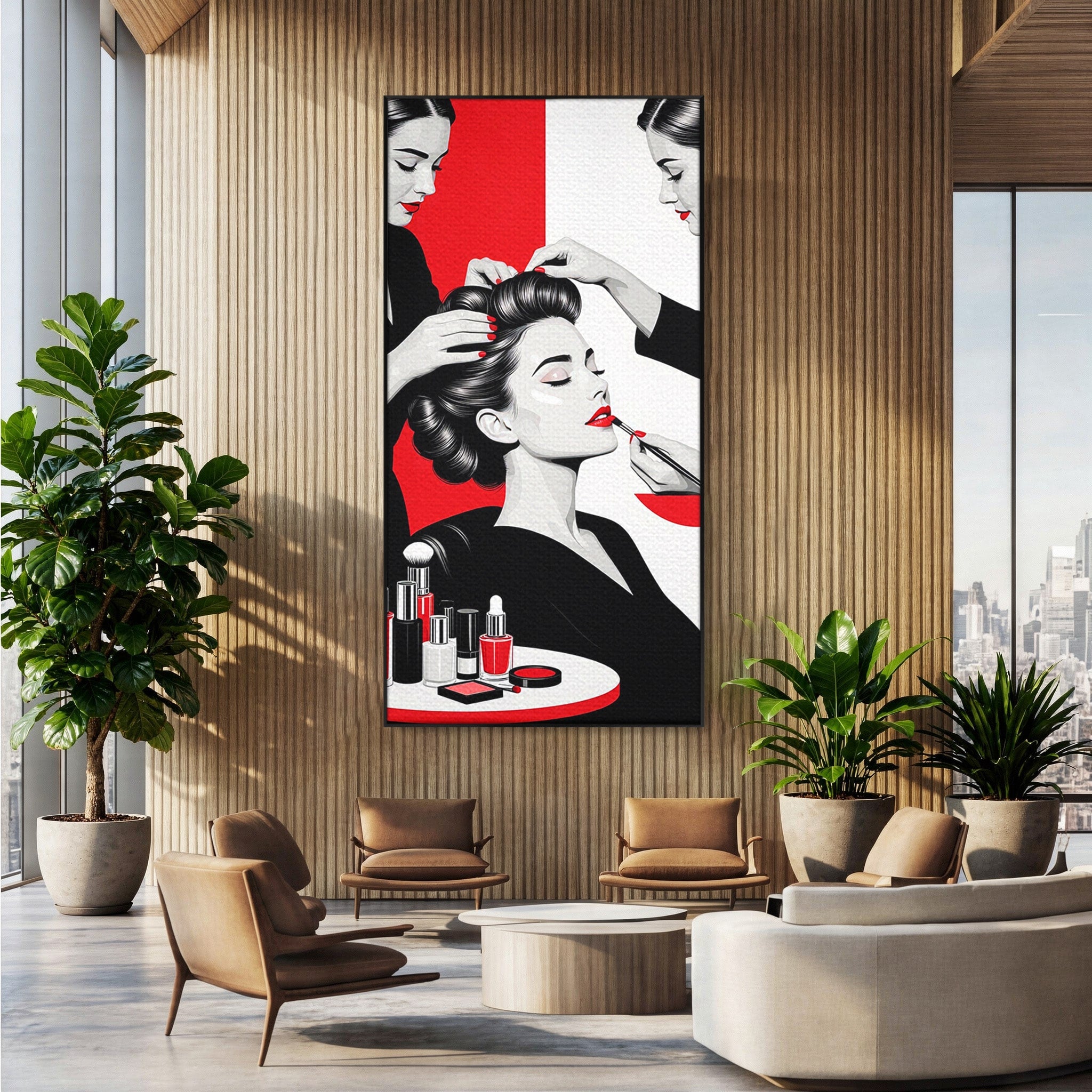 Tablou Canvas Premium LuxCanva® PI1268, Eleganta Machiajului, Make-Up, Femeie, Frumusete, Salon, Birou, Culori Vibrante