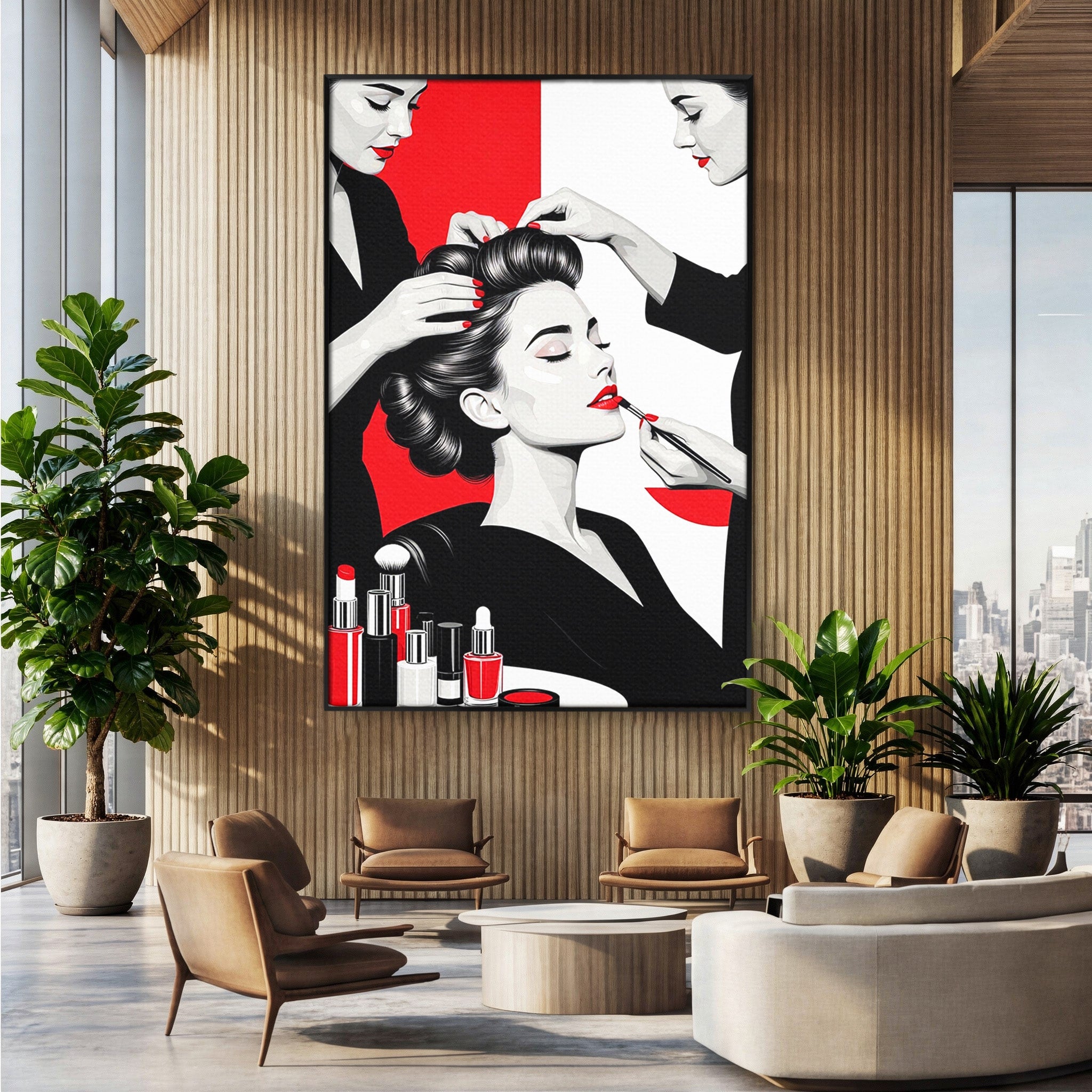 Tablou Canvas Premium LuxCanva® PI1268, Eleganta Machiajului, Make-Up, Femeie, Frumusete, Salon, Birou, Culori Vibrante