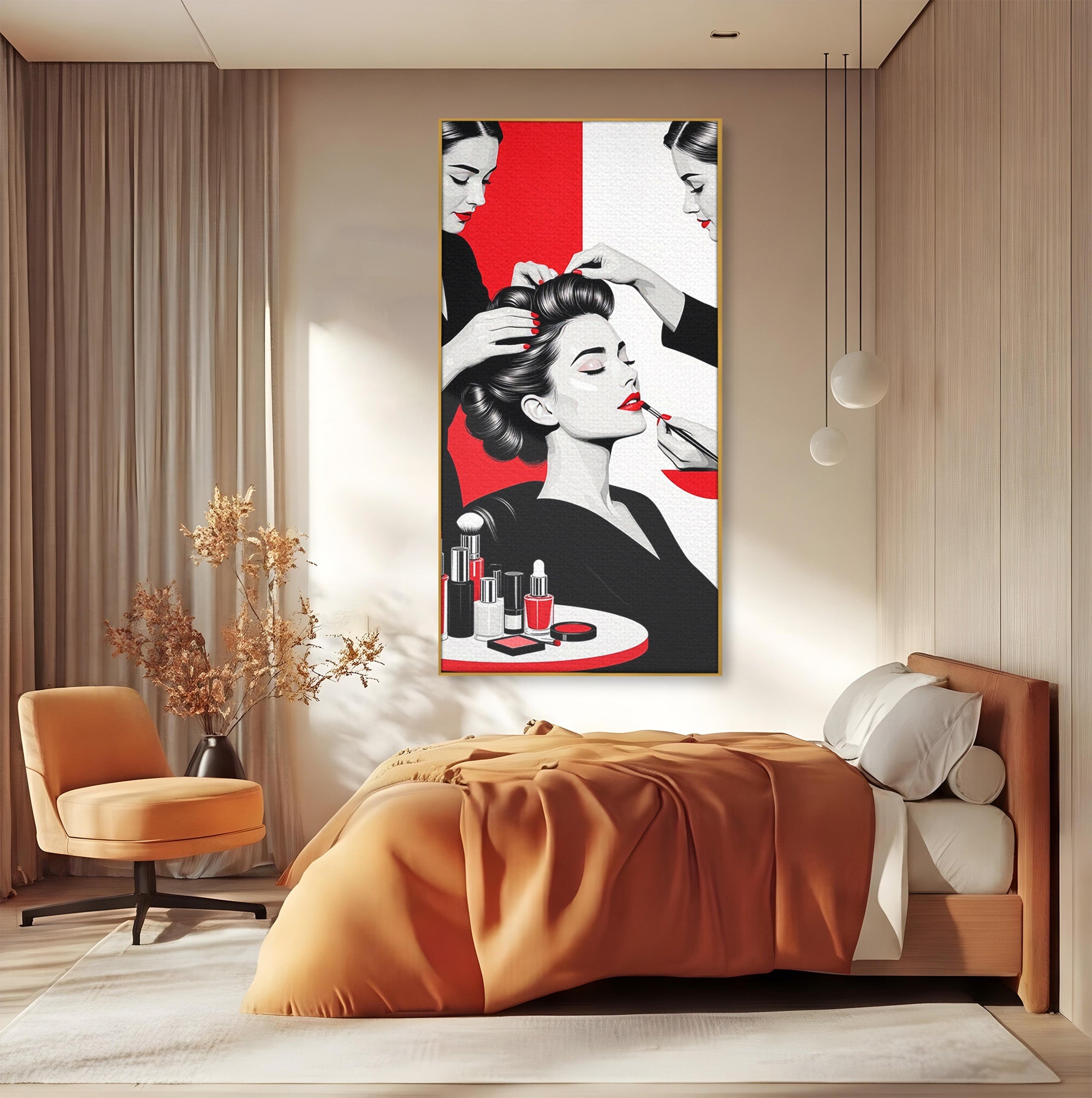 Tablou Canvas Premium LuxCanva® PI1268, Eleganta Machiajului, Make-Up, Femeie, Frumusete, Salon, Birou, Culori Vibrante