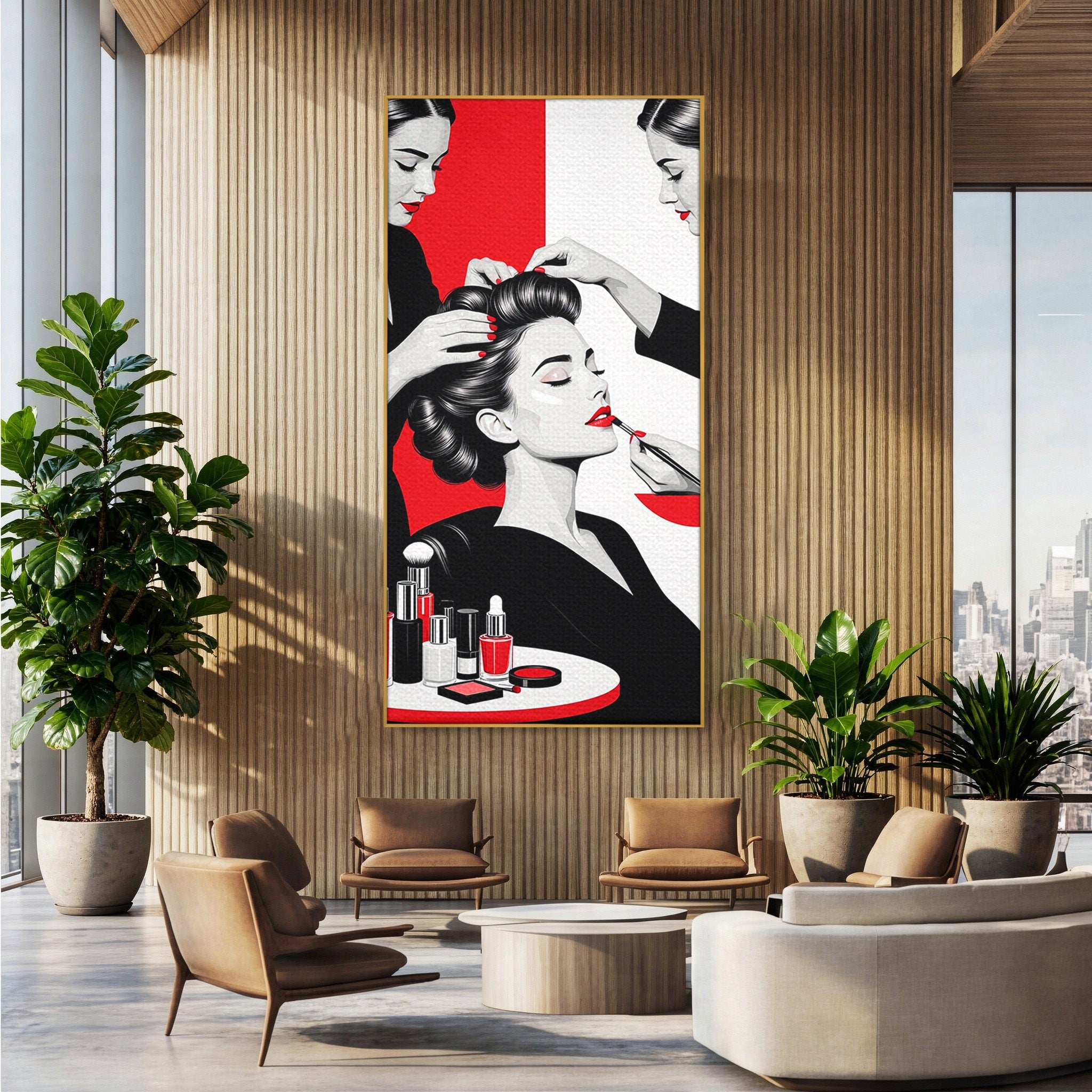 Tablou Canvas Premium LuxCanva® PI1268, Eleganta Machiajului, Make-Up, Femeie, Frumusete, Salon, Birou, Culori Vibrante
