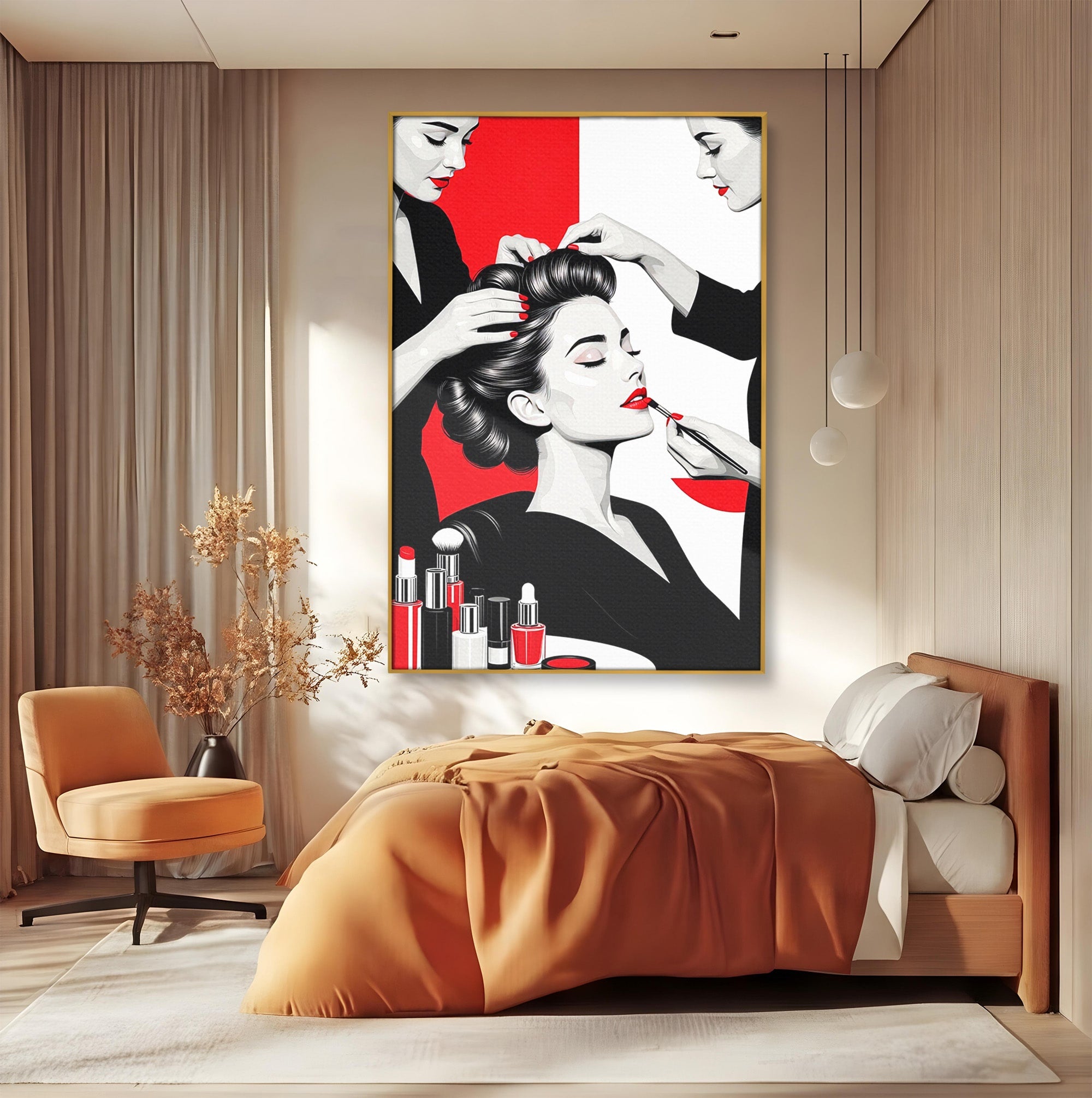 Tablou Canvas Premium LuxCanva® PI1268, Eleganta Machiajului, Make-Up, Femeie, Frumusete, Salon, Birou, Culori Vibrante
