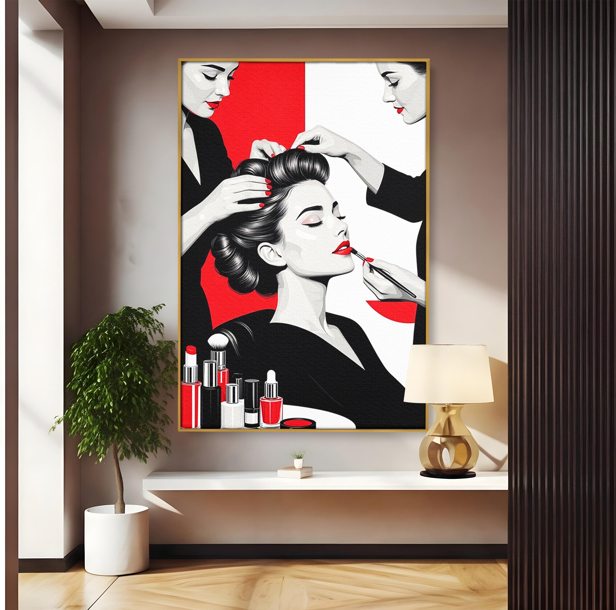 Tablou Canvas Premium LuxCanva® PI1268, Eleganta Machiajului, Make-Up, Femeie, Frumusete, Salon, Birou, Culori Vibrante