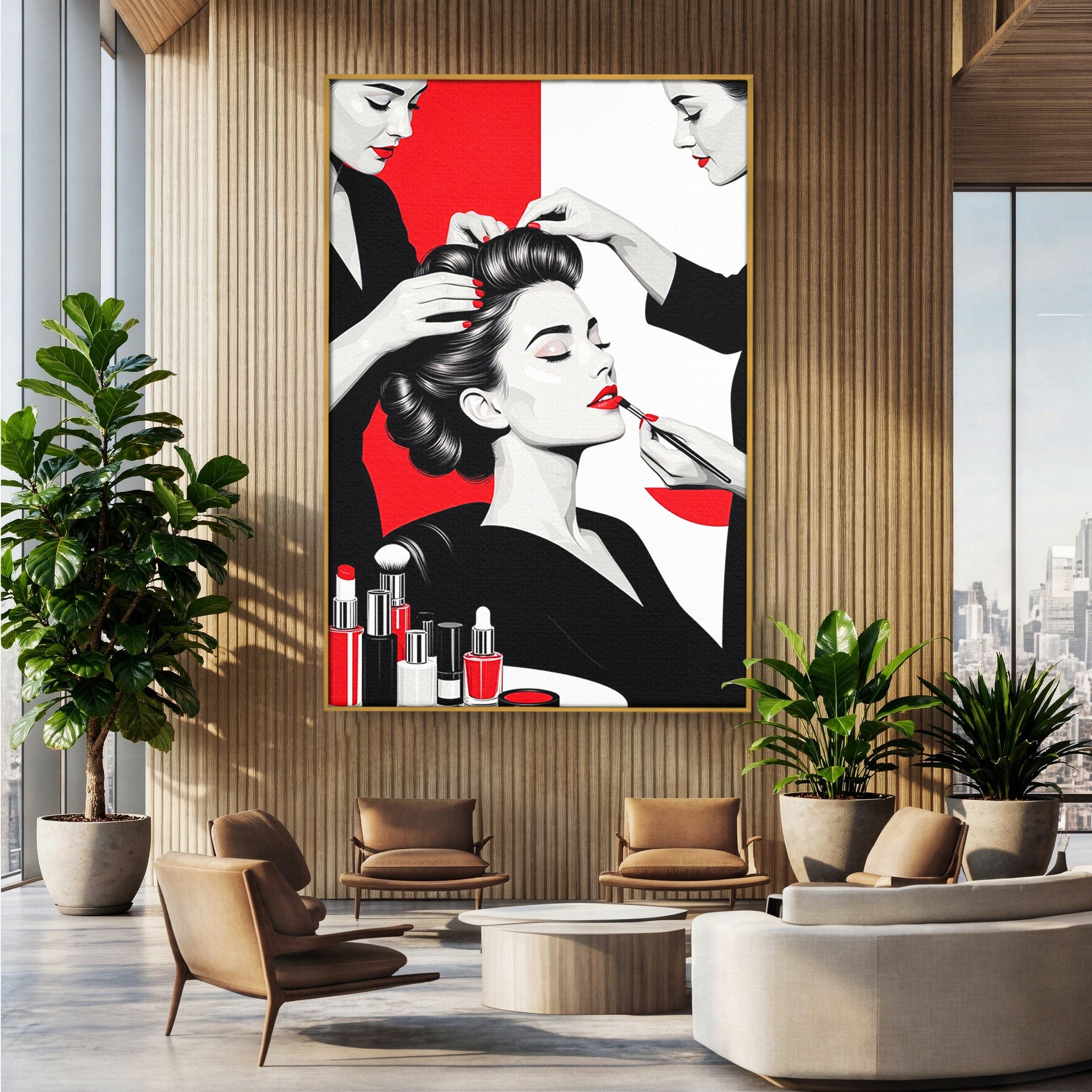 Tablou Canvas Premium LuxCanva® PI1268, Eleganta Machiajului, Make-Up, Femeie, Frumusete, Salon, Birou, Culori Vibrante