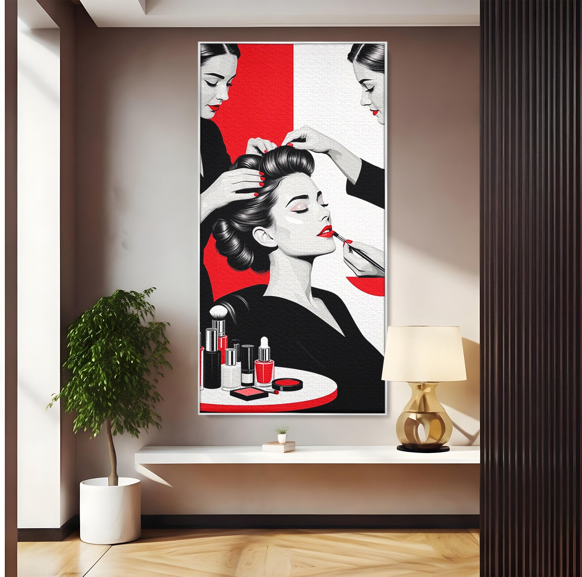 Tablou Canvas Premium LuxCanva® PI1268, Eleganta Machiajului, Make-Up, Femeie, Frumusete, Salon, Birou, Culori Vibrante