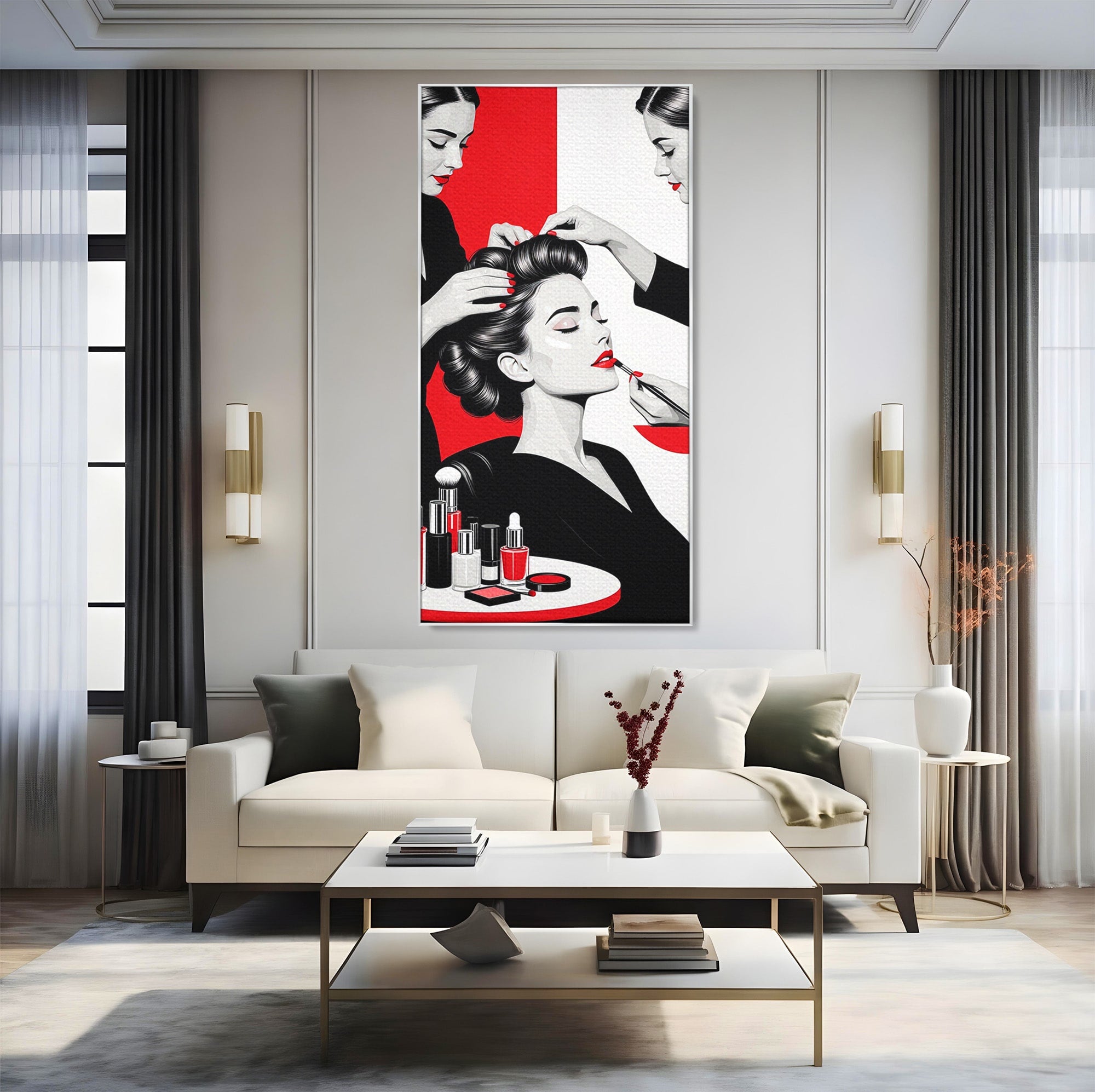 Tablou Canvas Premium LuxCanva® PI1268, Eleganta Machiajului, Make-Up, Femeie, Frumusete, Salon, Birou, Culori Vibrante
