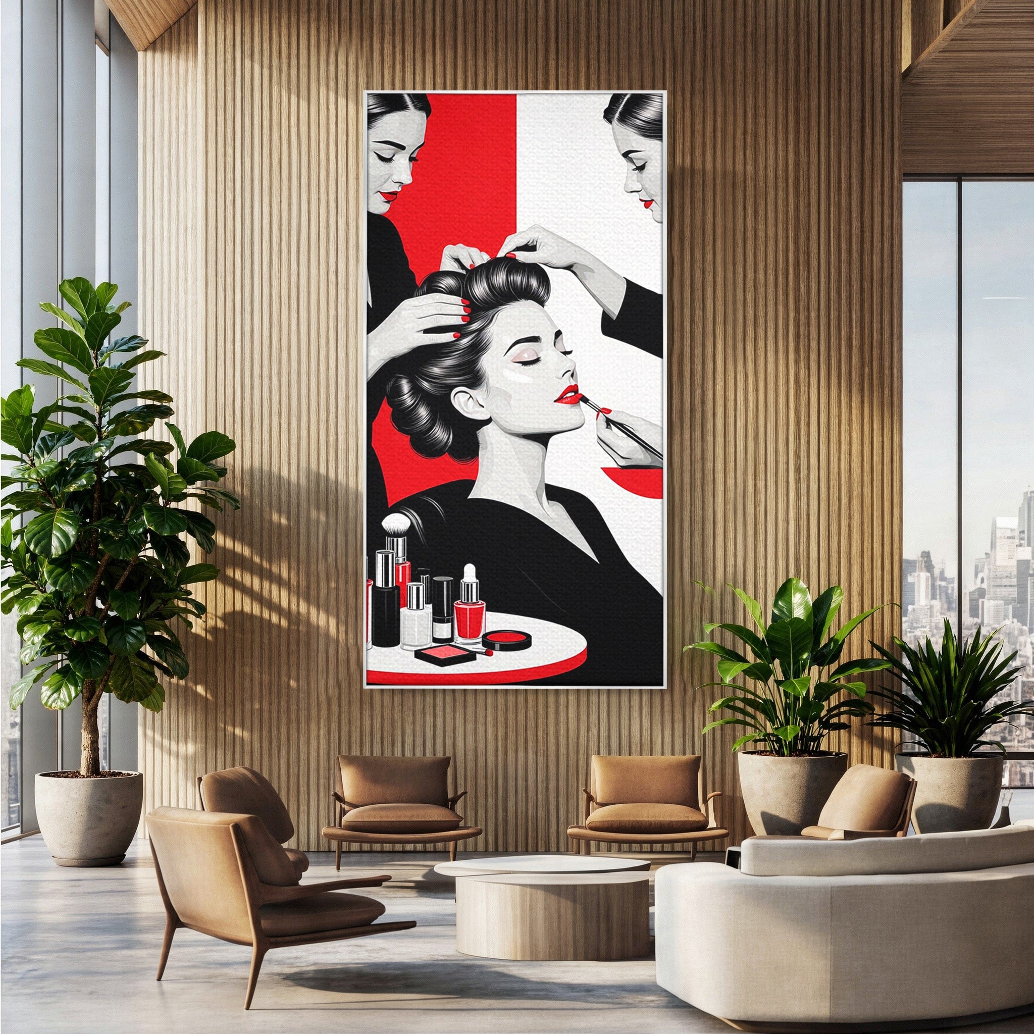 Tablou Canvas Premium LuxCanva® PI1268, Eleganta Machiajului, Make-Up, Femeie, Frumusete, Salon, Birou, Culori Vibrante