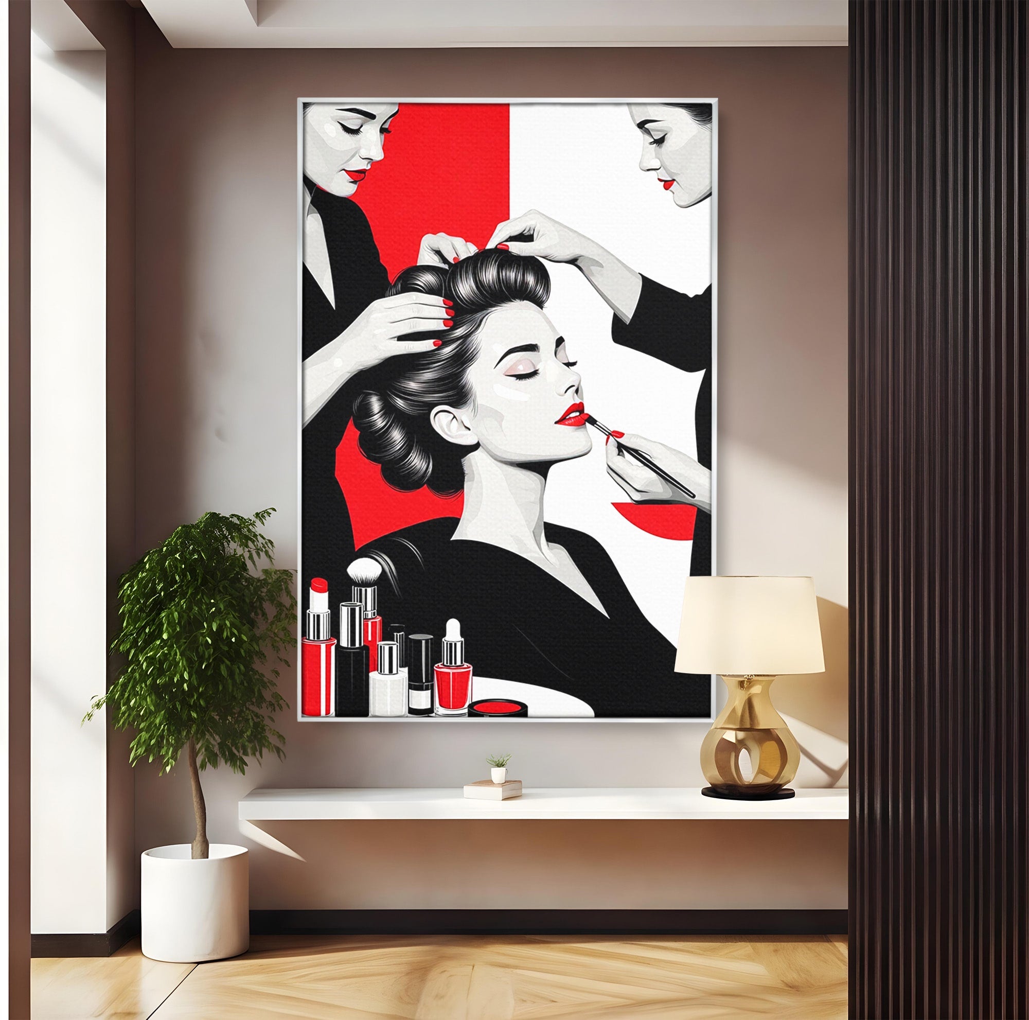 Tablou Canvas Premium LuxCanva® PI1268, Eleganta Machiajului, Make-Up, Femeie, Frumusete, Salon, Birou, Culori Vibrante