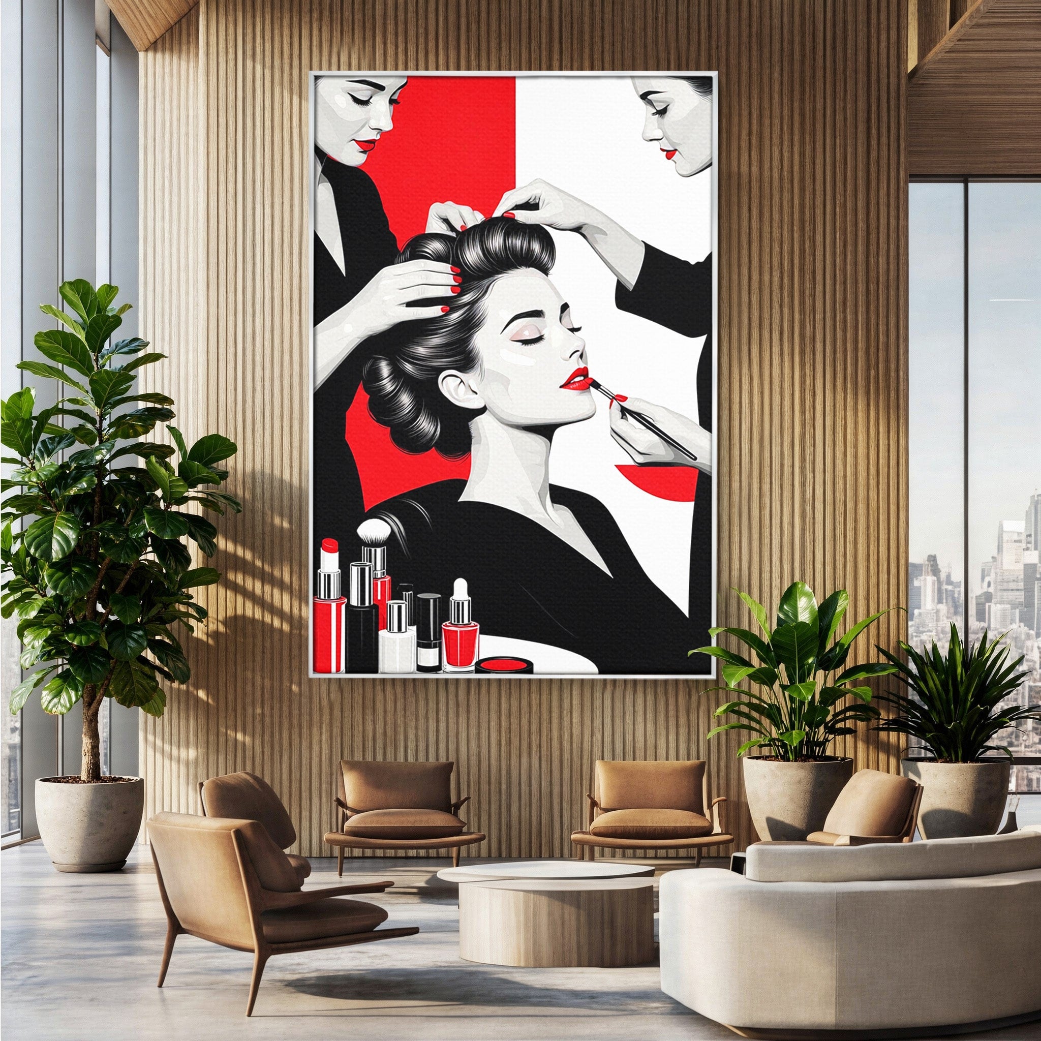 Tablou Canvas Premium LuxCanva® PI1268, Eleganta Machiajului, Make-Up, Femeie, Frumusete, Salon, Birou, Culori Vibrante