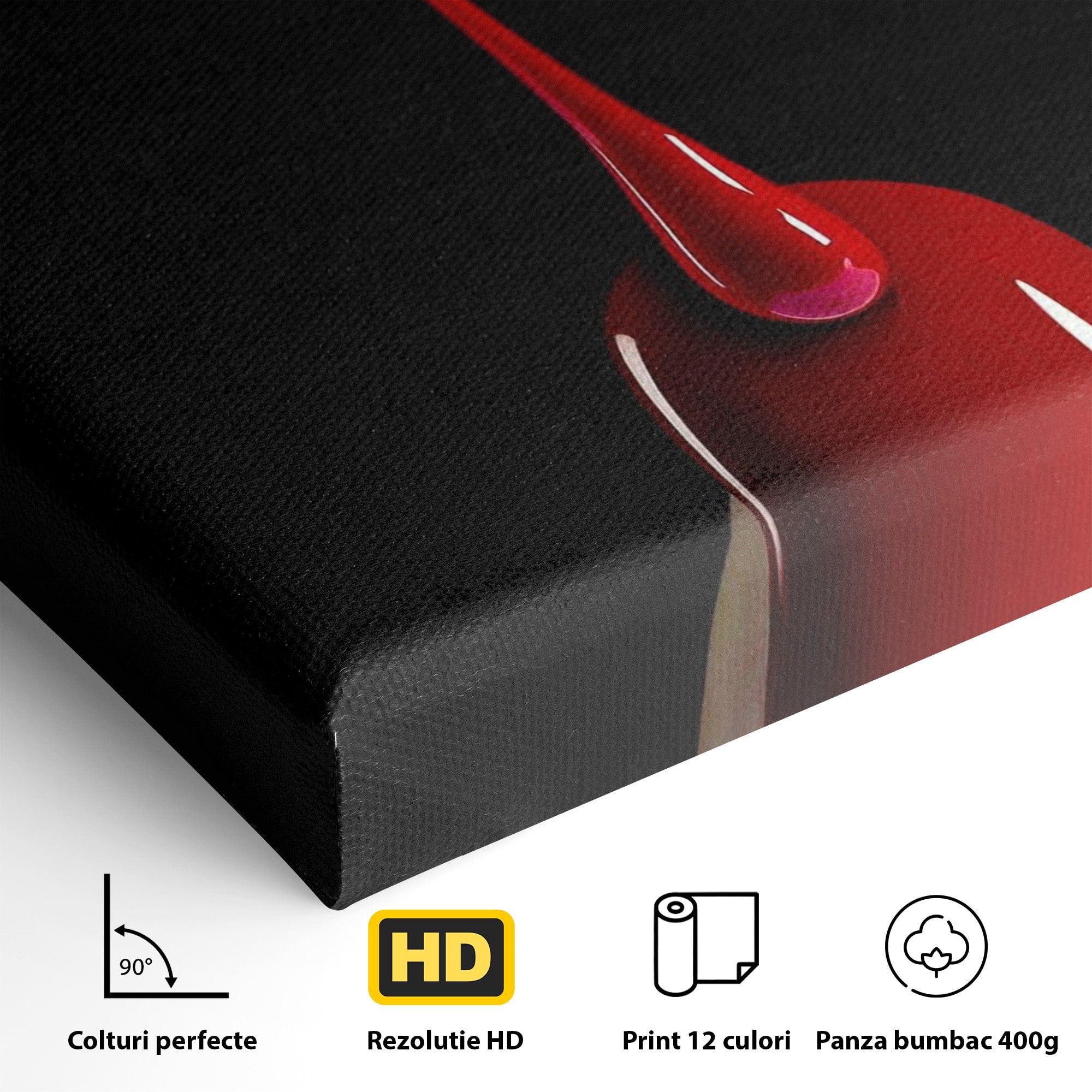 Tablou Canvas Premium LuxCanva® PI1270, Picatura De Lac De Unghii, Pensula, Oja, Rosu, Frumusete, Modern, Dormitor, Birou, Culori Vibrante