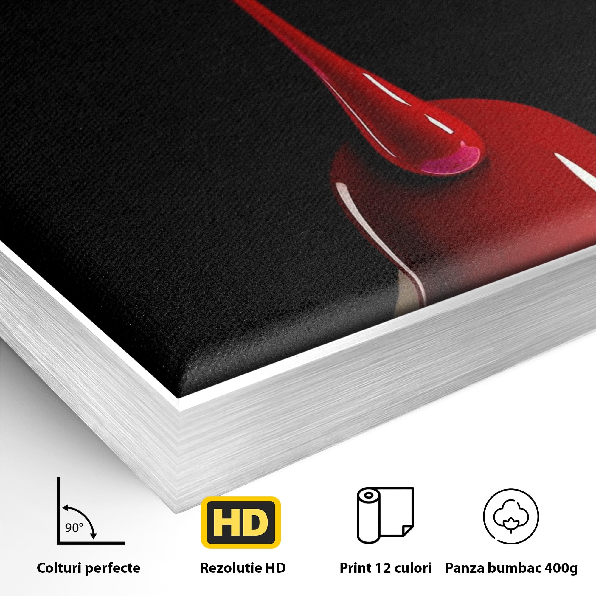 Tablou Canvas Premium LuxCanva® PI1270, Picatura De Lac De Unghii, Pensula, Oja, Rosu, Frumusete, Modern, Dormitor, Birou, Culori Vibrante