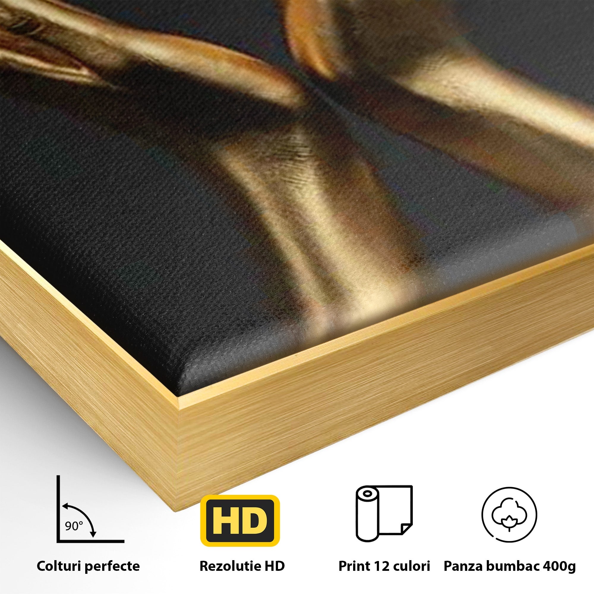 Tablou Canvas Premium LuxCanva® PI1271, Gestul Mainilor Aurii, Degete, Arta, Eleganta, Minimalism, Birou, Culori Vibrante