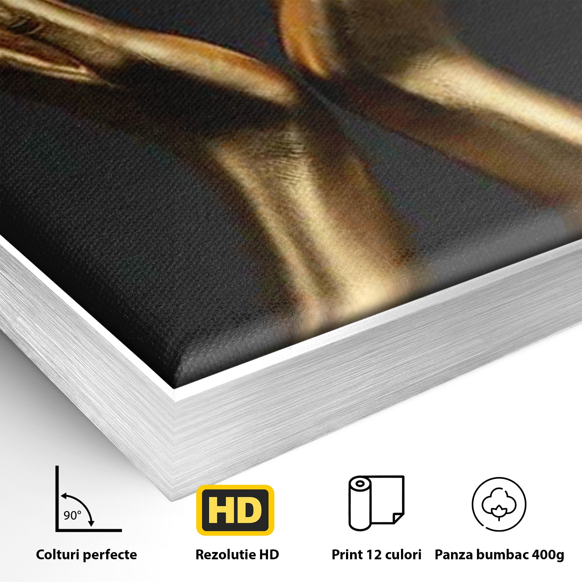 Tablou Canvas Premium LuxCanva® PI1271, Gestul Mainilor Aurii, Degete, Arta, Eleganta, Minimalism, Birou, Culori Vibrante