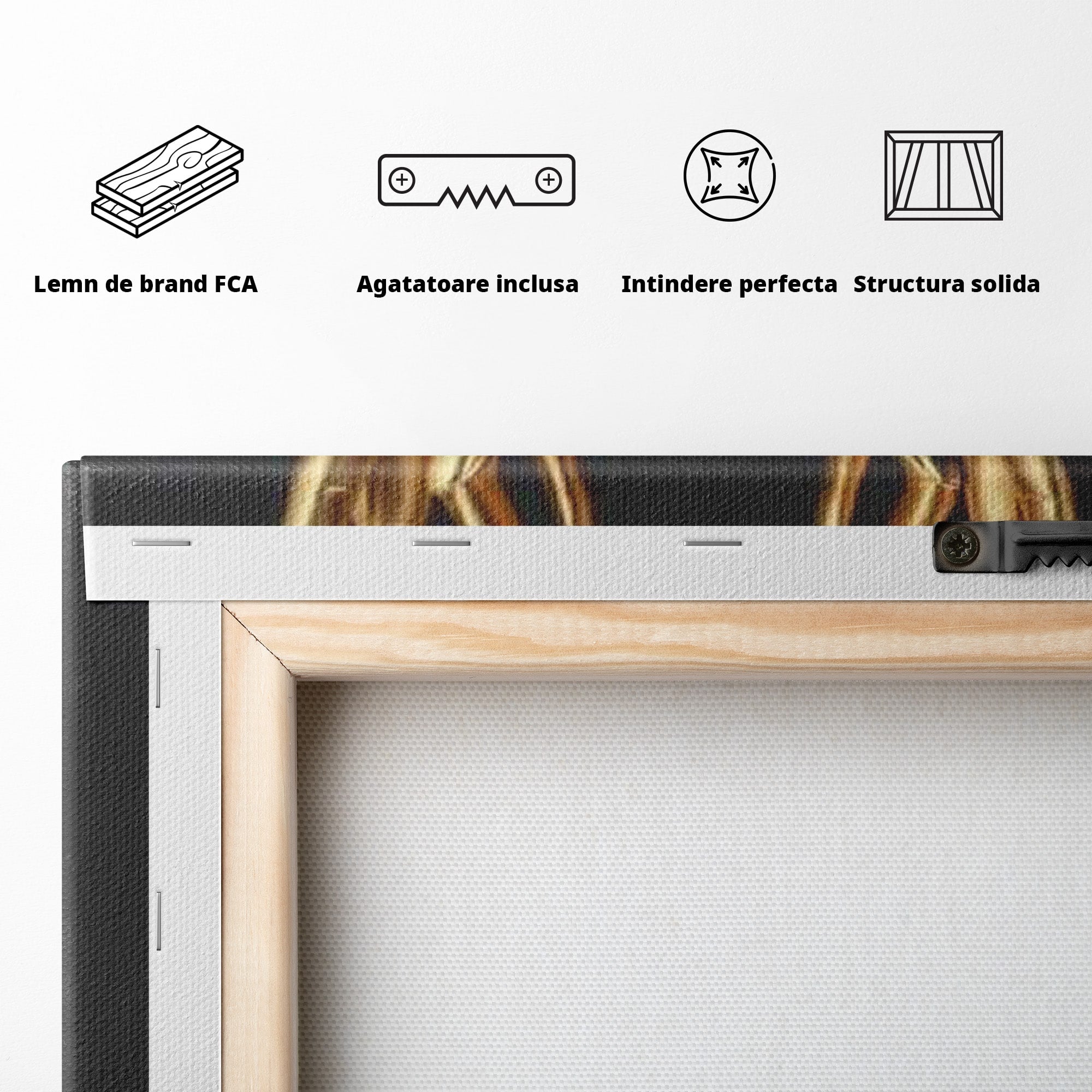 Tablou Canvas Premium LuxCanva® PI1271, Gestul Mainilor Aurii, Degete, Arta, Eleganta, Minimalism, Birou, Culori Vibrante
