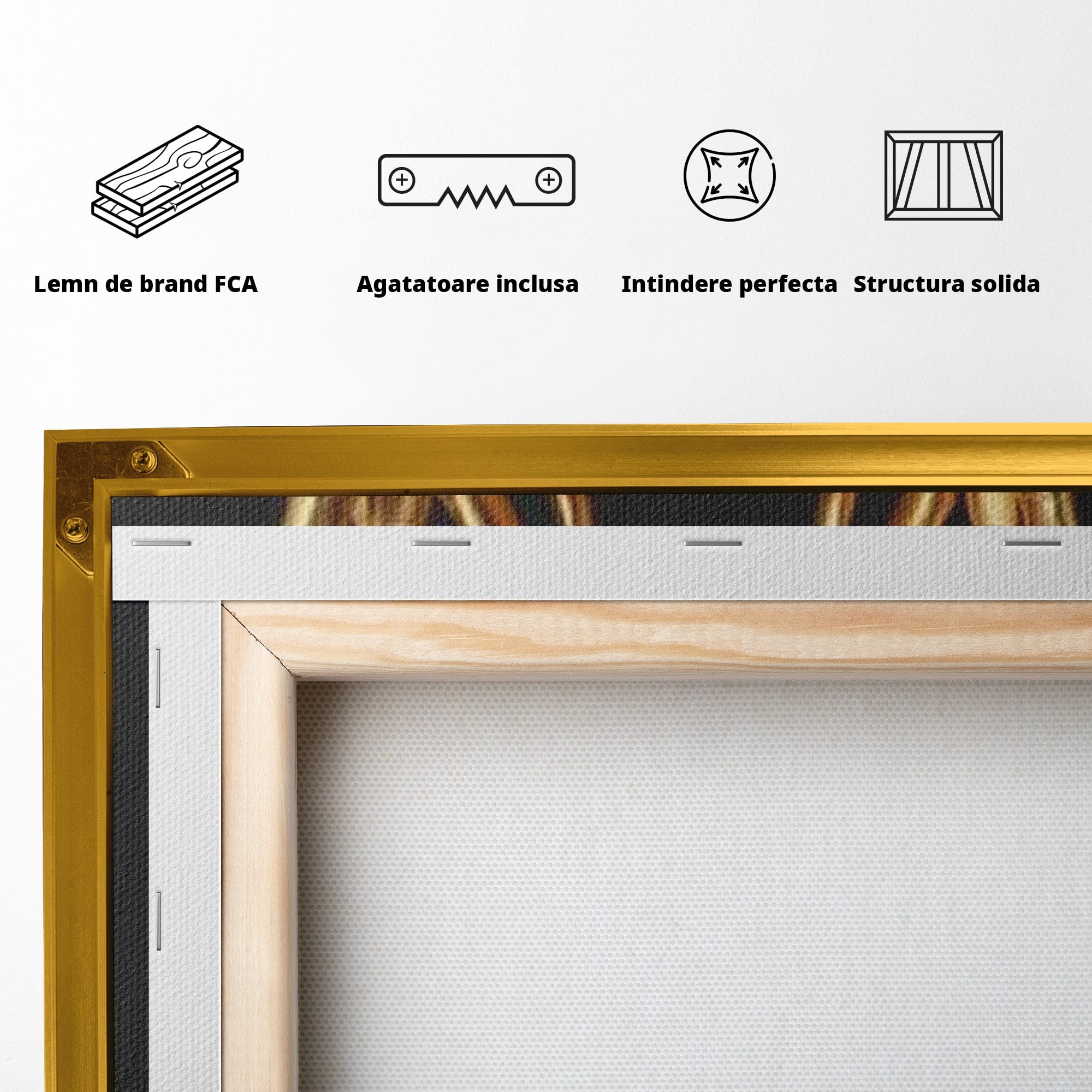 Tablou Canvas Premium LuxCanva® PI1271, Gestul Mainilor Aurii, Degete, Arta, Eleganta, Minimalism, Birou, Culori Vibrante