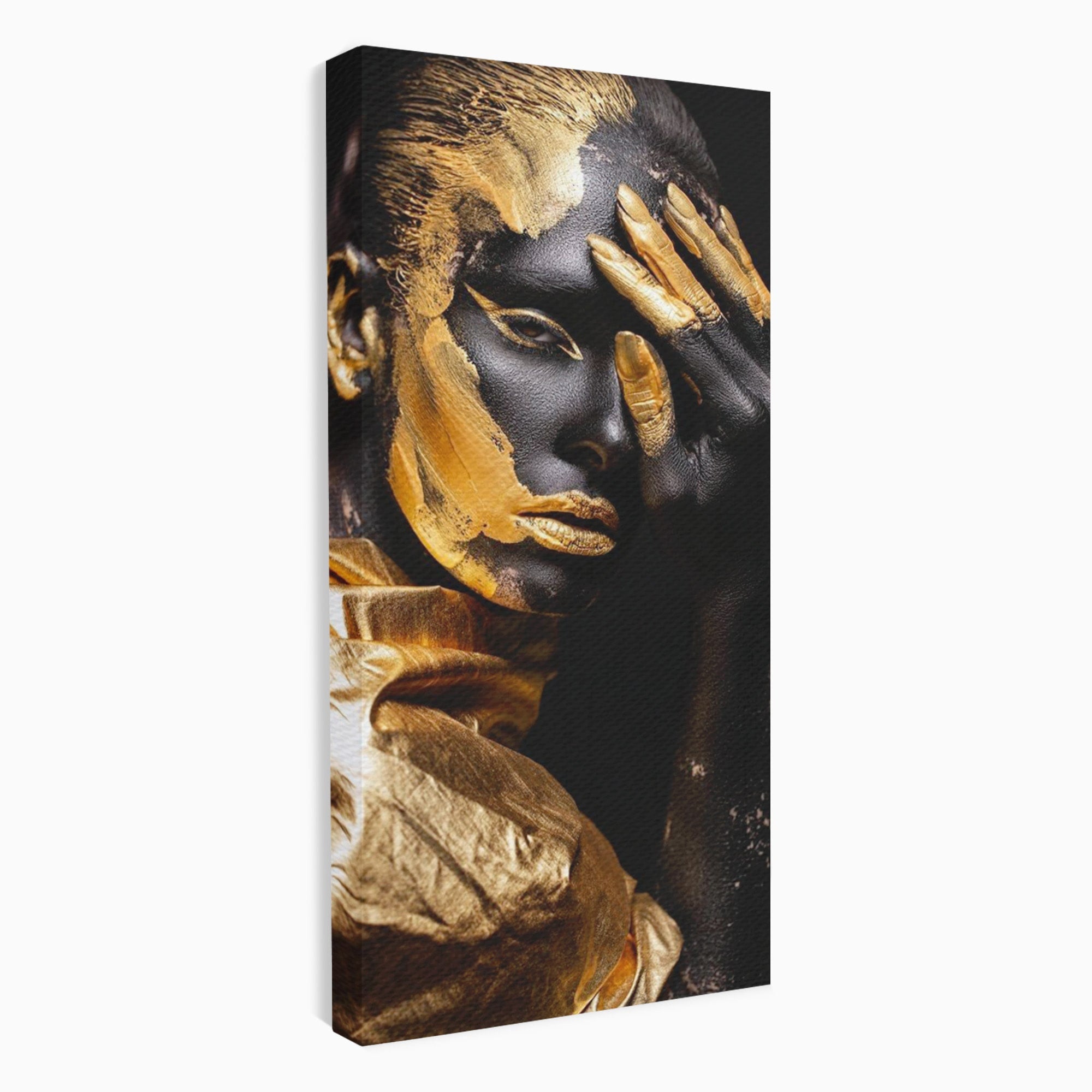 Tablou Canvas Premium LuxCanva® PI1272, Portret Aurit, Fotomodel, Arta Contemporana, Abstract, Lux, Dormitor, Birou, Culori Vibrante