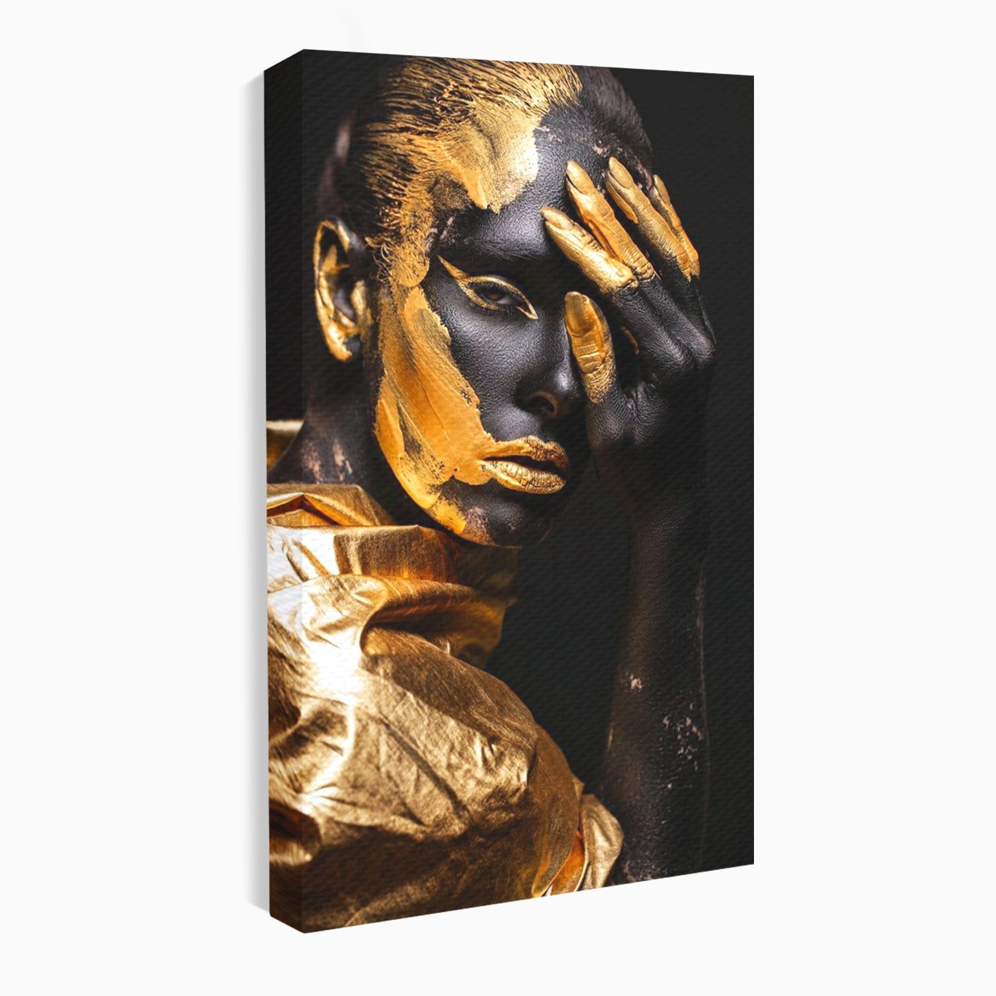 Tablou Canvas Premium LuxCanva® PI1272, Portret Aurit, Fotomodel, Arta Contemporana, Abstract, Lux, Dormitor, Birou, Culori Vibrante