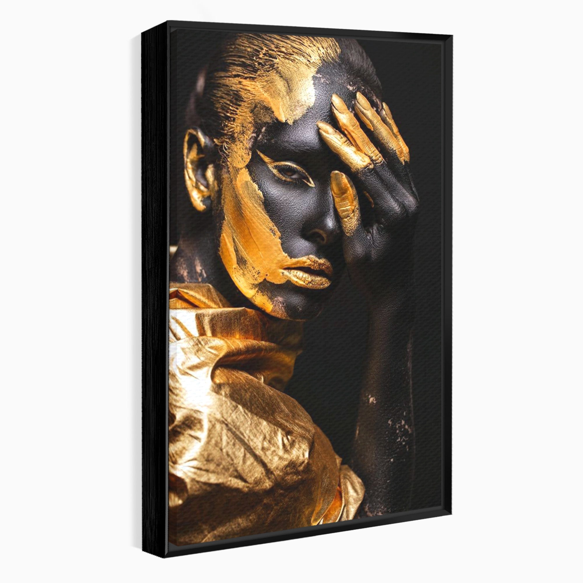 Tablou Canvas Premium LuxCanva® PI1272, Portret Aurit, Fotomodel, Arta Contemporana, Abstract, Lux, Dormitor, Birou, Culori Vibrante