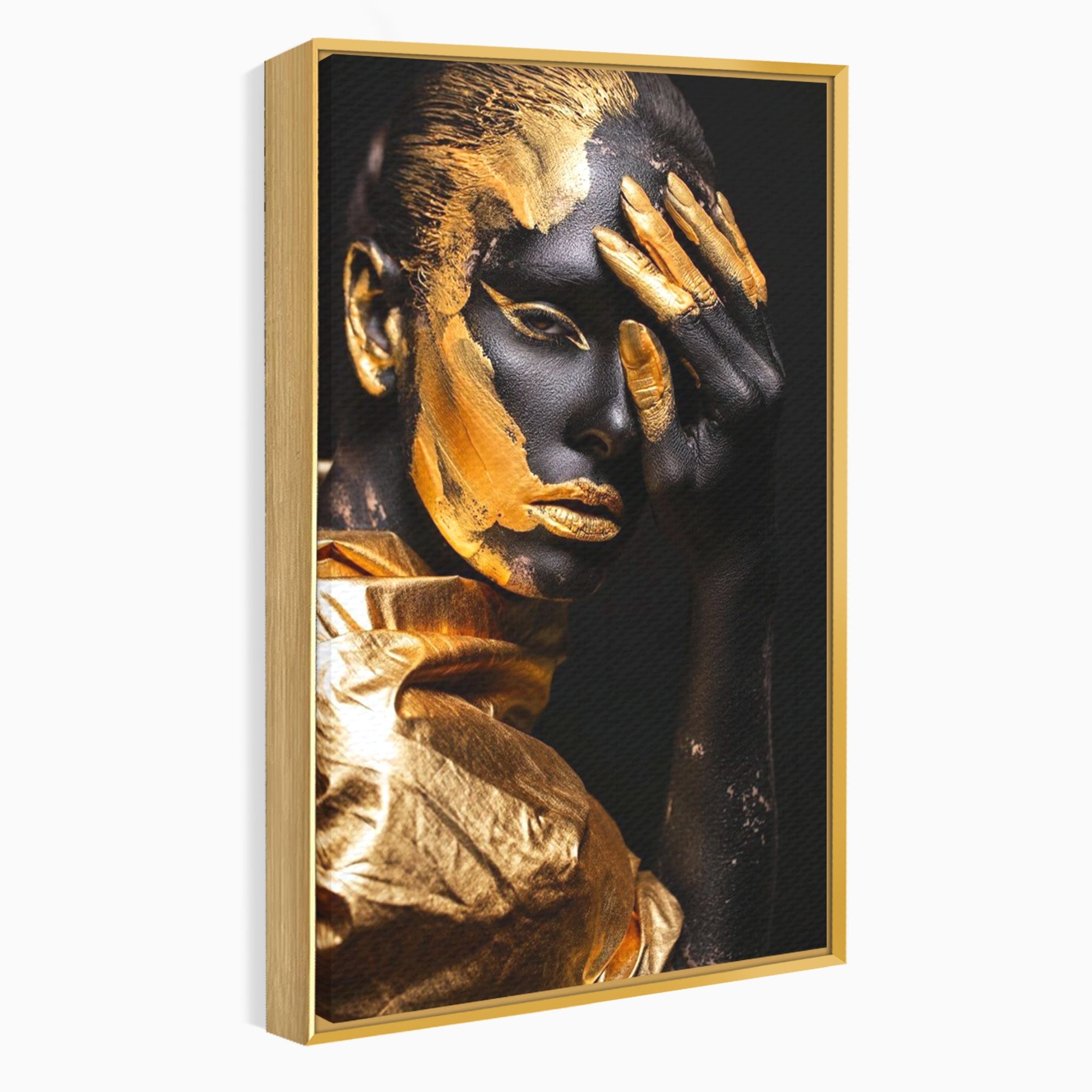 Tablou Canvas Premium LuxCanva® PI1272, Portret Aurit, Fotomodel, Arta Contemporana, Abstract, Lux, Dormitor, Birou, Culori Vibrante