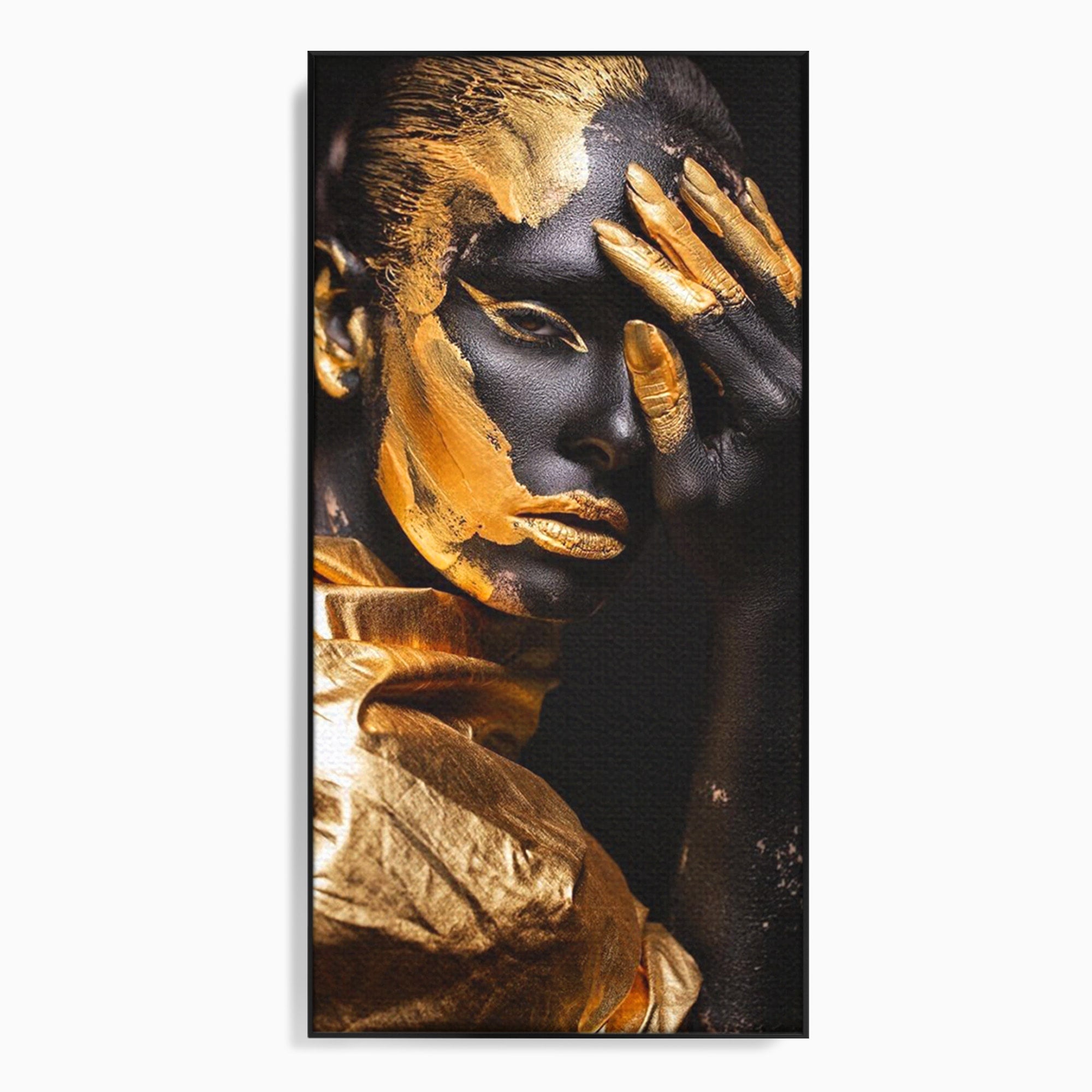 Tablou Canvas Premium LuxCanva® PI1272, Portret Aurit, Fotomodel, Arta Contemporana, Abstract, Lux, Dormitor, Birou, Culori Vibrante