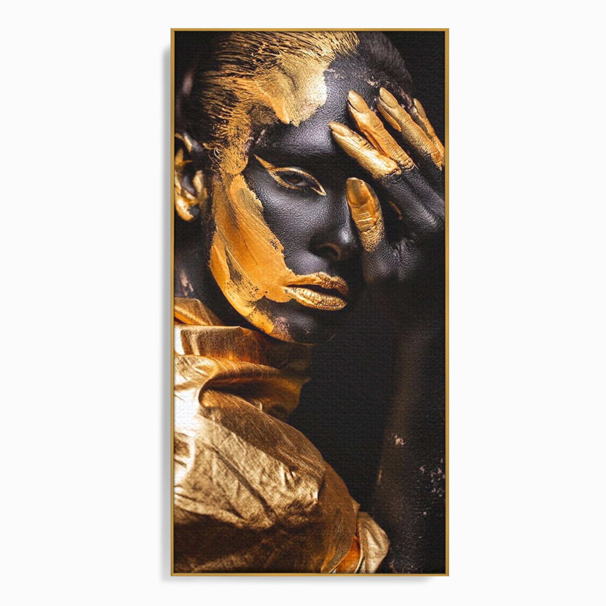 Tablou Canvas Premium LuxCanva® PI1272, Portret Aurit, Fotomodel, Arta Contemporana, Abstract, Lux, Dormitor, Birou, Culori Vibrante