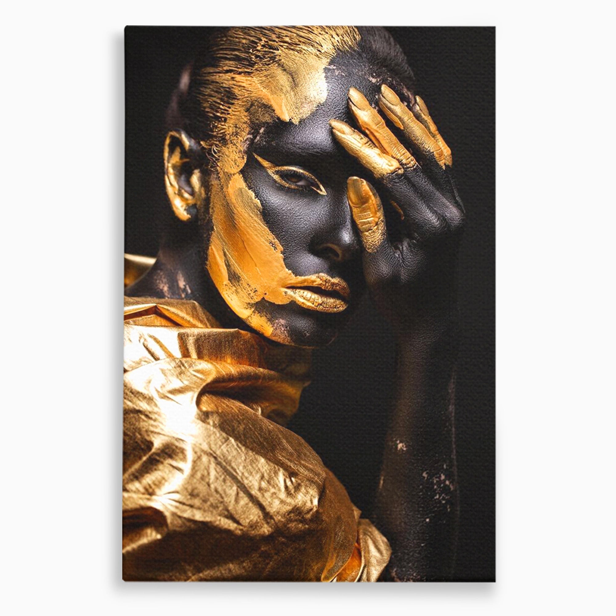 Tablou Canvas Premium LuxCanva® PI1272, Portret Aurit, Fotomodel, Arta Contemporana, Abstract, Lux, Dormitor, Birou, Culori Vibrante