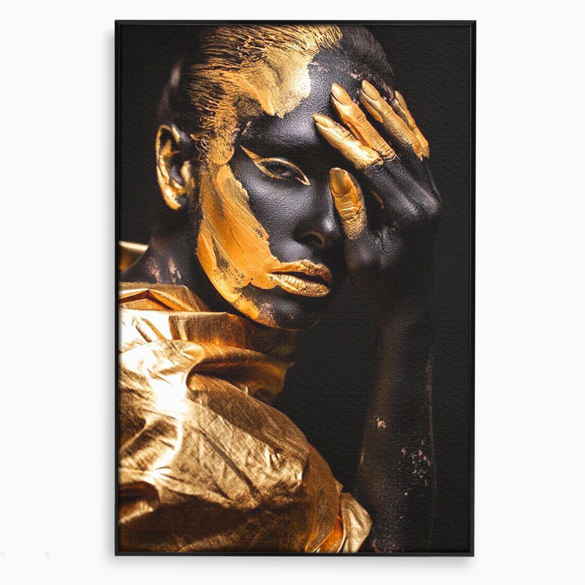 Tablou Canvas Premium LuxCanva® PI1272, Portret Aurit, Fotomodel, Arta Contemporana, Abstract, Lux, Dormitor, Birou, Culori Vibrante
