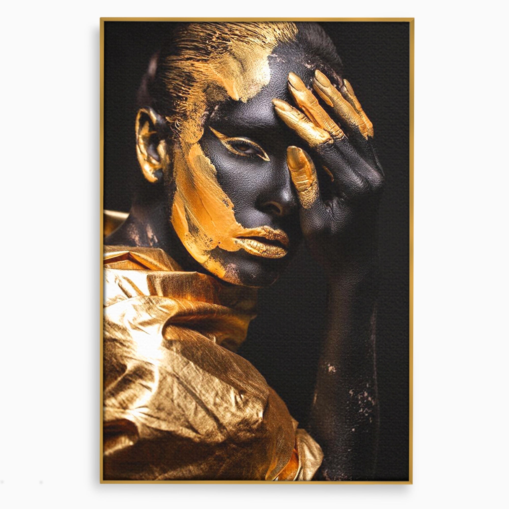 Tablou Canvas Premium LuxCanva® PI1272, Portret Aurit, Fotomodel, Arta Contemporana, Abstract, Lux, Dormitor, Birou, Culori Vibrante
