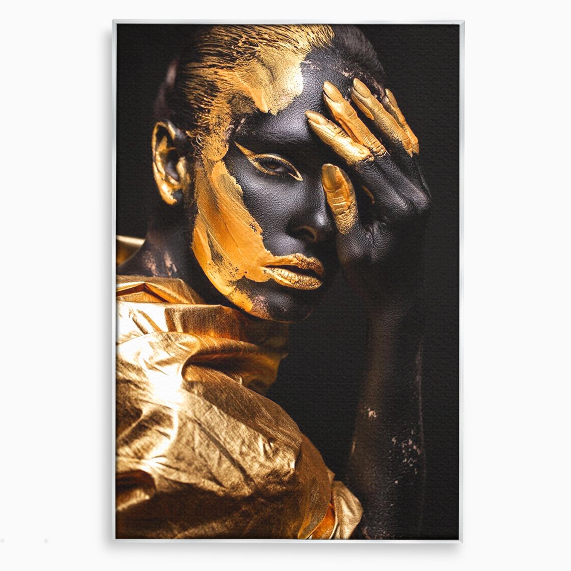 Tablou Canvas Premium LuxCanva® PI1272, Portret Aurit, Fotomodel, Arta Contemporana, Abstract, Lux, Dormitor, Birou, Culori Vibrante