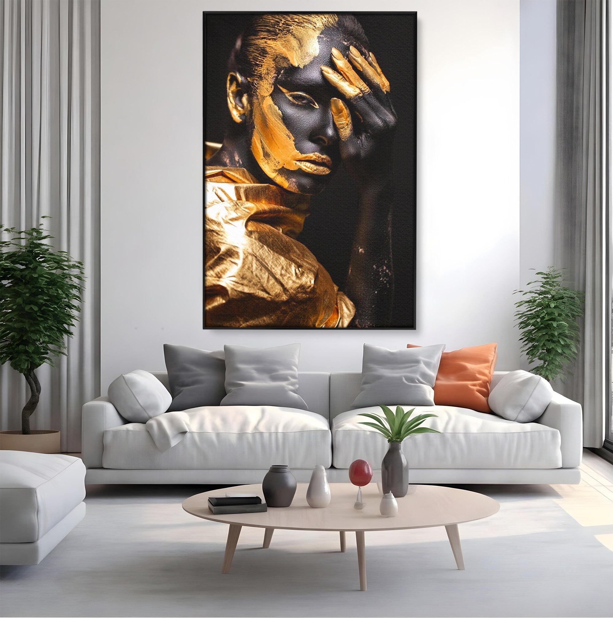 Tablou Canvas Premium LuxCanva® PI1272, Portret Aurit, Fotomodel, Arta Contemporana, Abstract, Lux, Dormitor, Birou, Culori Vibrante