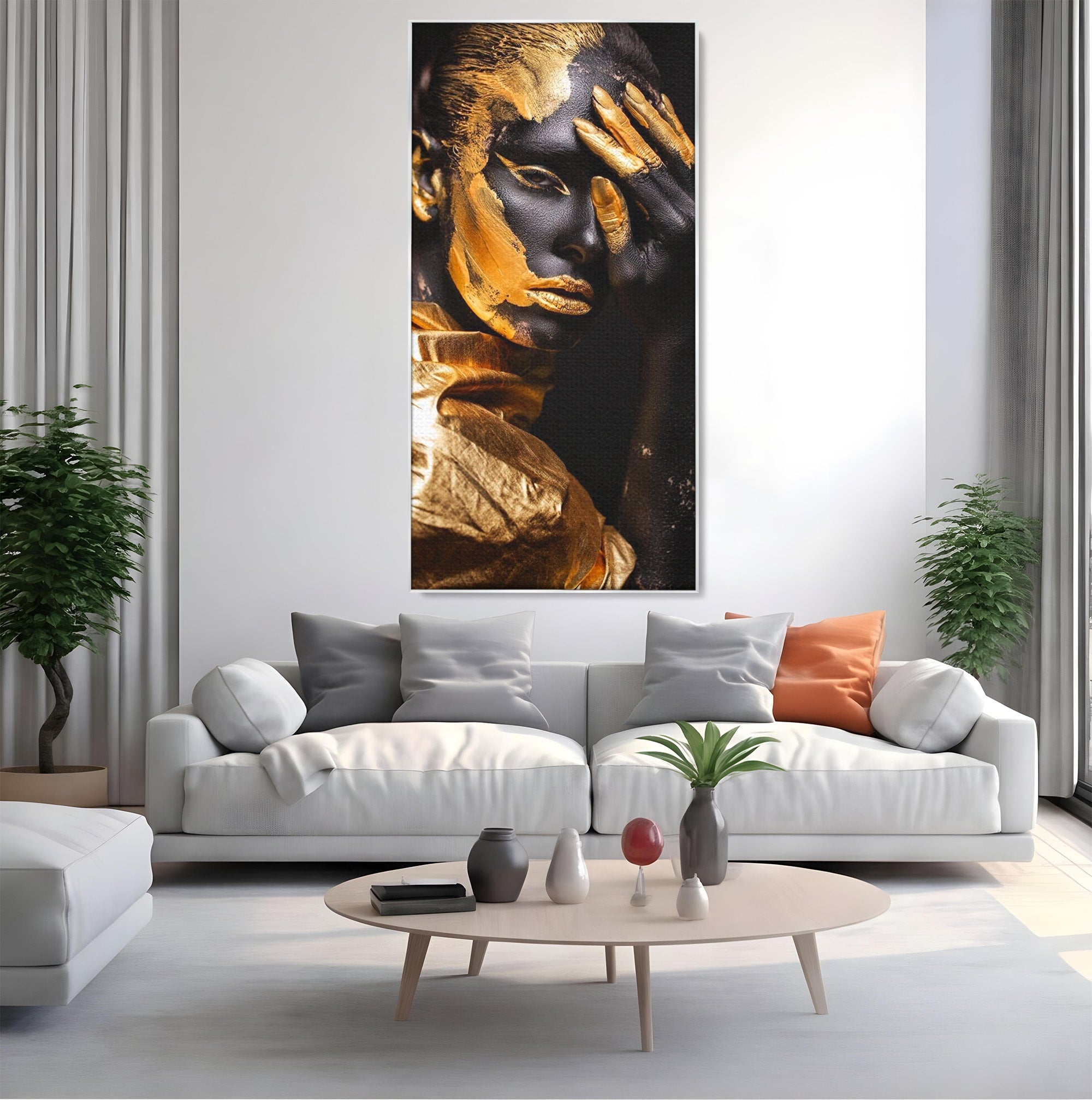 Tablou Canvas Premium LuxCanva® PI1272, Portret Aurit, Fotomodel, Arta Contemporana, Abstract, Lux, Dormitor, Birou, Culori Vibrante