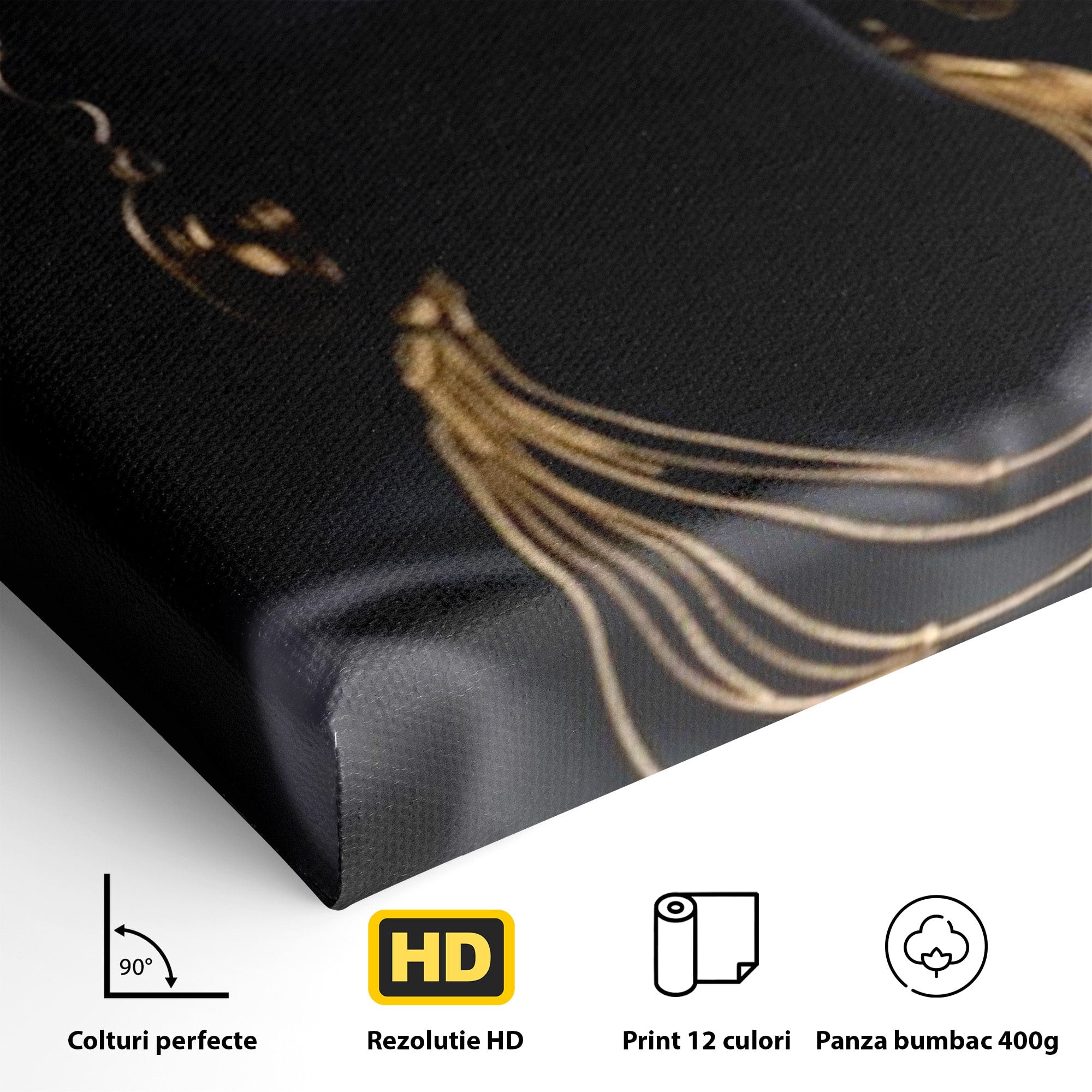 Tablou Canvas Premium LuxCanva® PI1273, Stralucire Nocturna, Portret, Eleganta, Aur, Living, Dormitor, Culori Vibrante