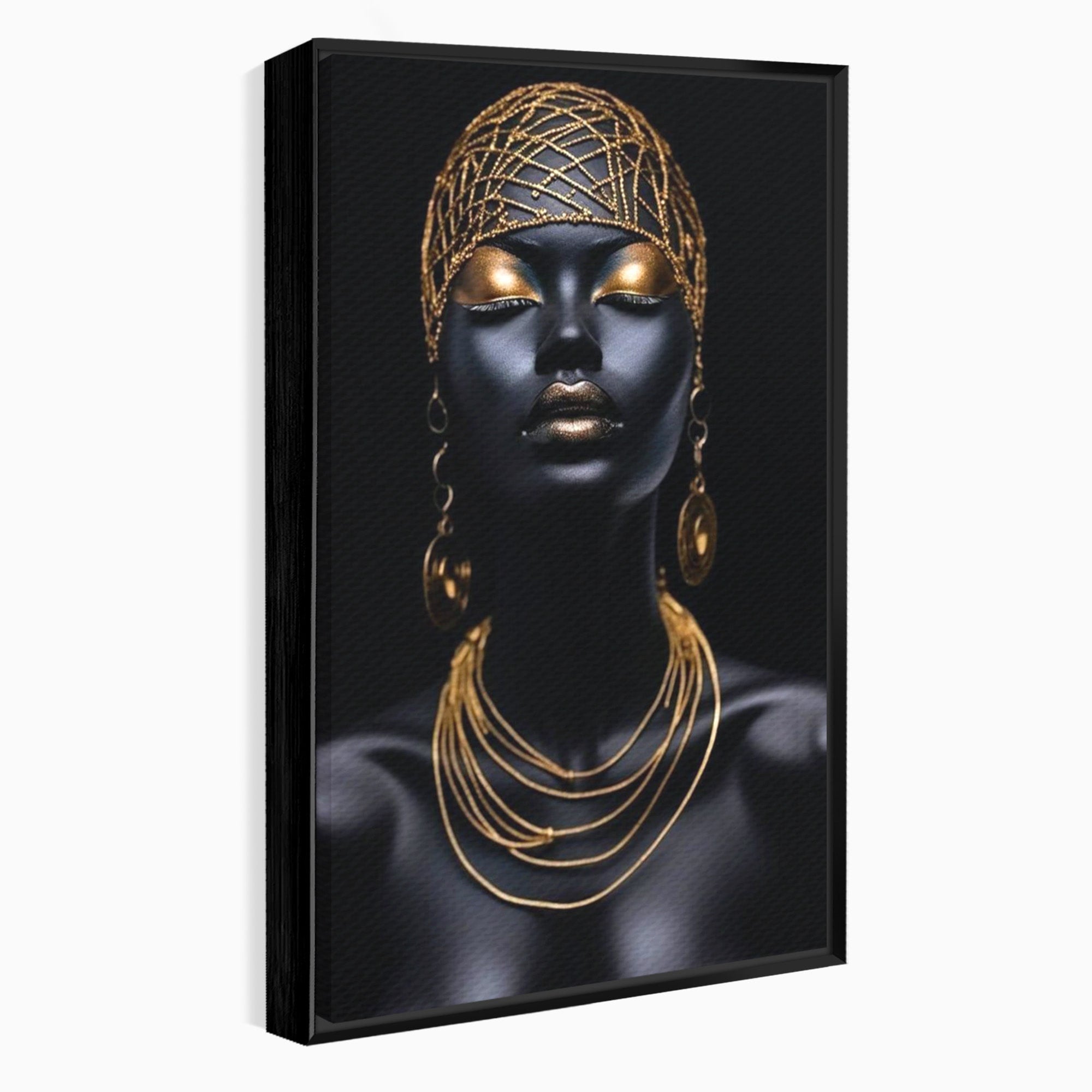 Tablou Canvas Premium LuxCanva® PI1273, Stralucire Nocturna, Portret, Eleganta, Aur, Living, Dormitor, Culori Vibrante