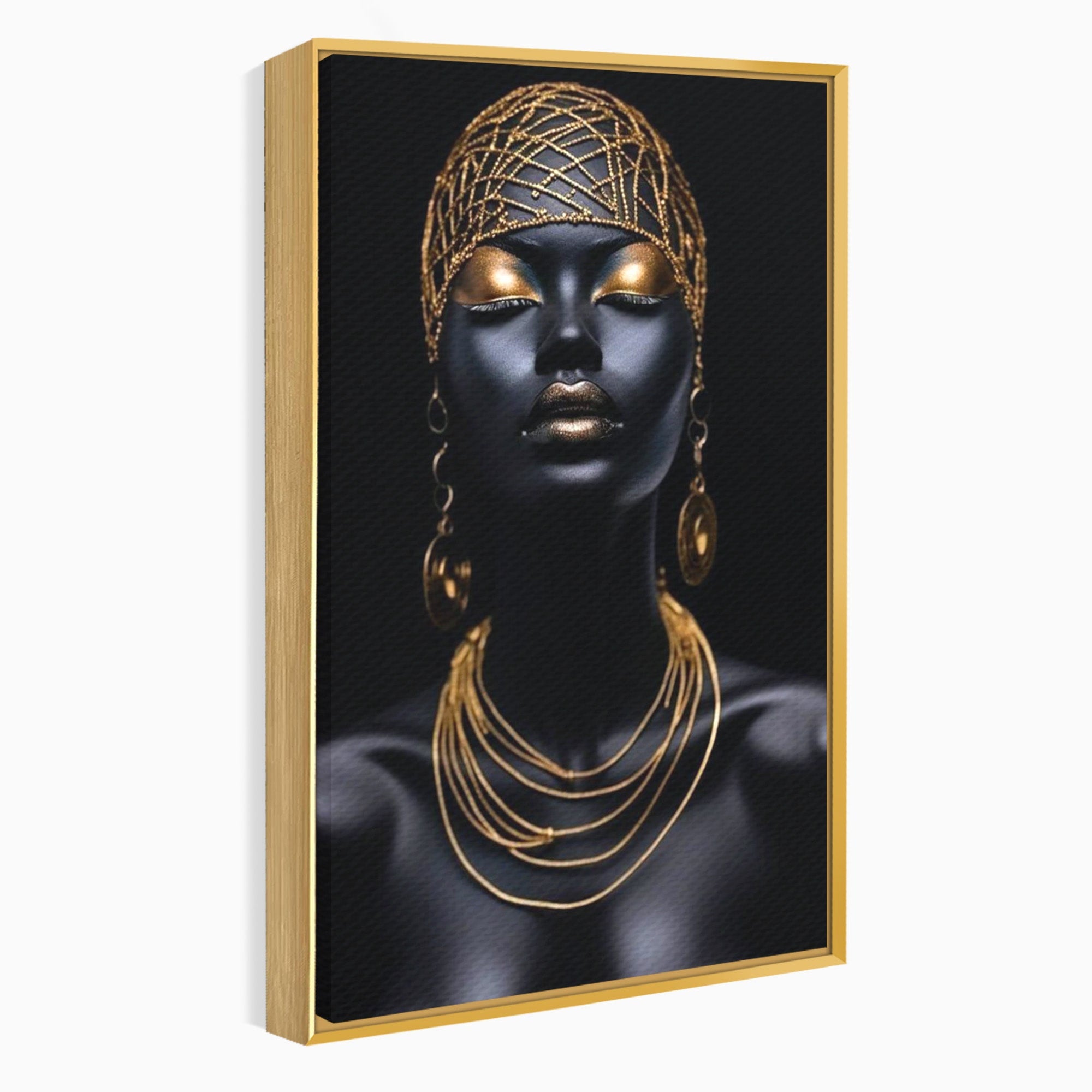 Tablou Canvas Premium LuxCanva® PI1273, Stralucire Nocturna, Portret, Eleganta, Aur, Living, Dormitor, Culori Vibrante