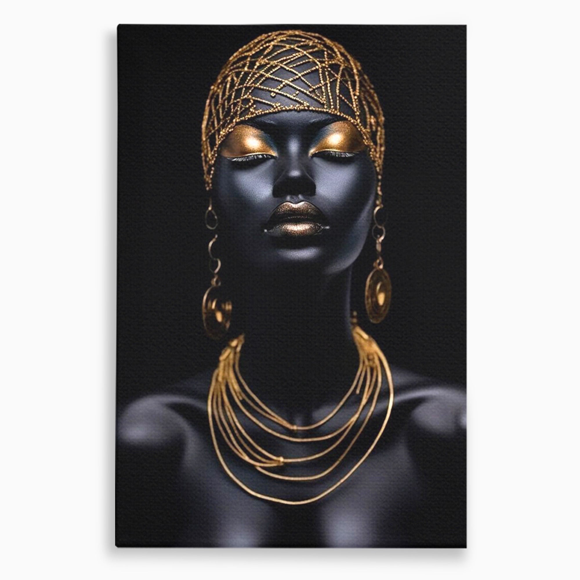 Tablou Canvas Premium LuxCanva® PI1273, Stralucire Nocturna, Portret, Eleganta, Aur, Living, Dormitor, Culori Vibrante